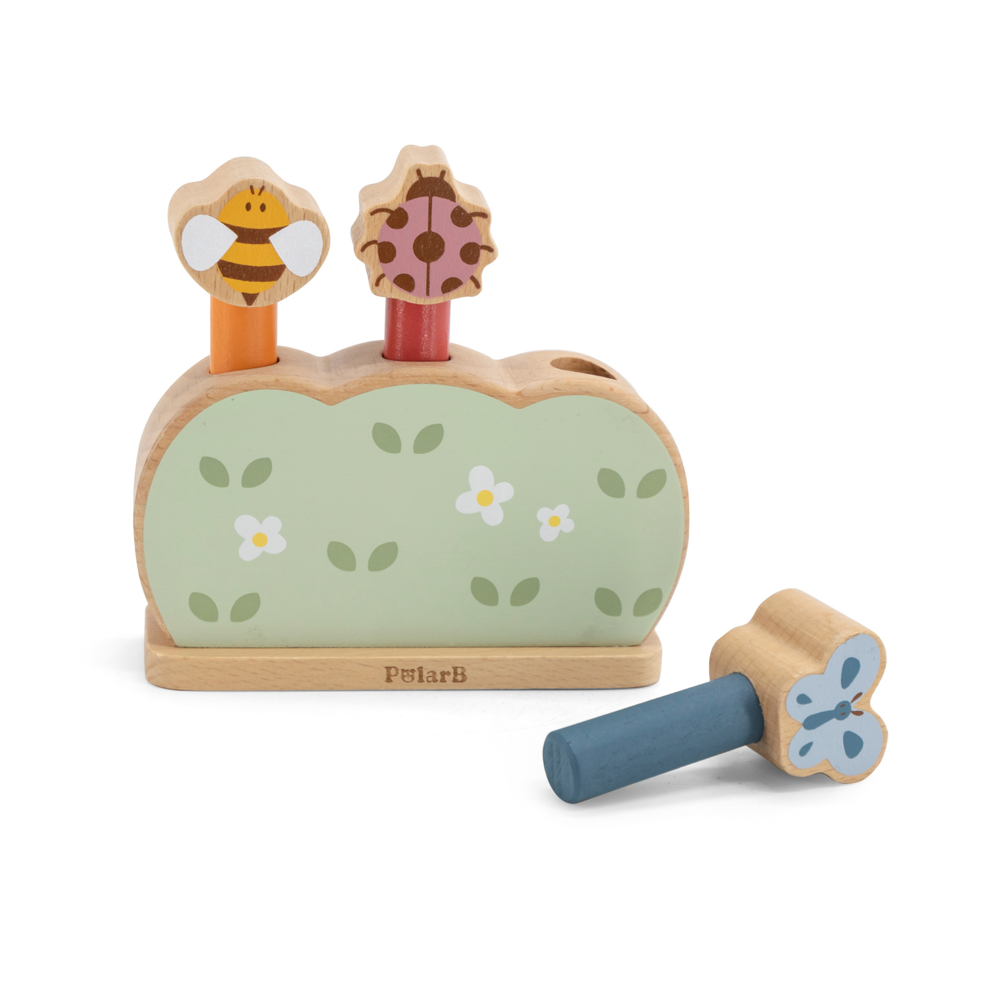 لعبة حديقة خشبية منبثقة من PolarB للأطفال الصغار، لعبة قفز على شكل حيوانات لتنمية المهارات الحركية الدقيقة، وتنسيق حركة اليد والعين، وتعلم السبب والنتيجة، مناسبة للأعمار من 18 شهرًا فما فوق