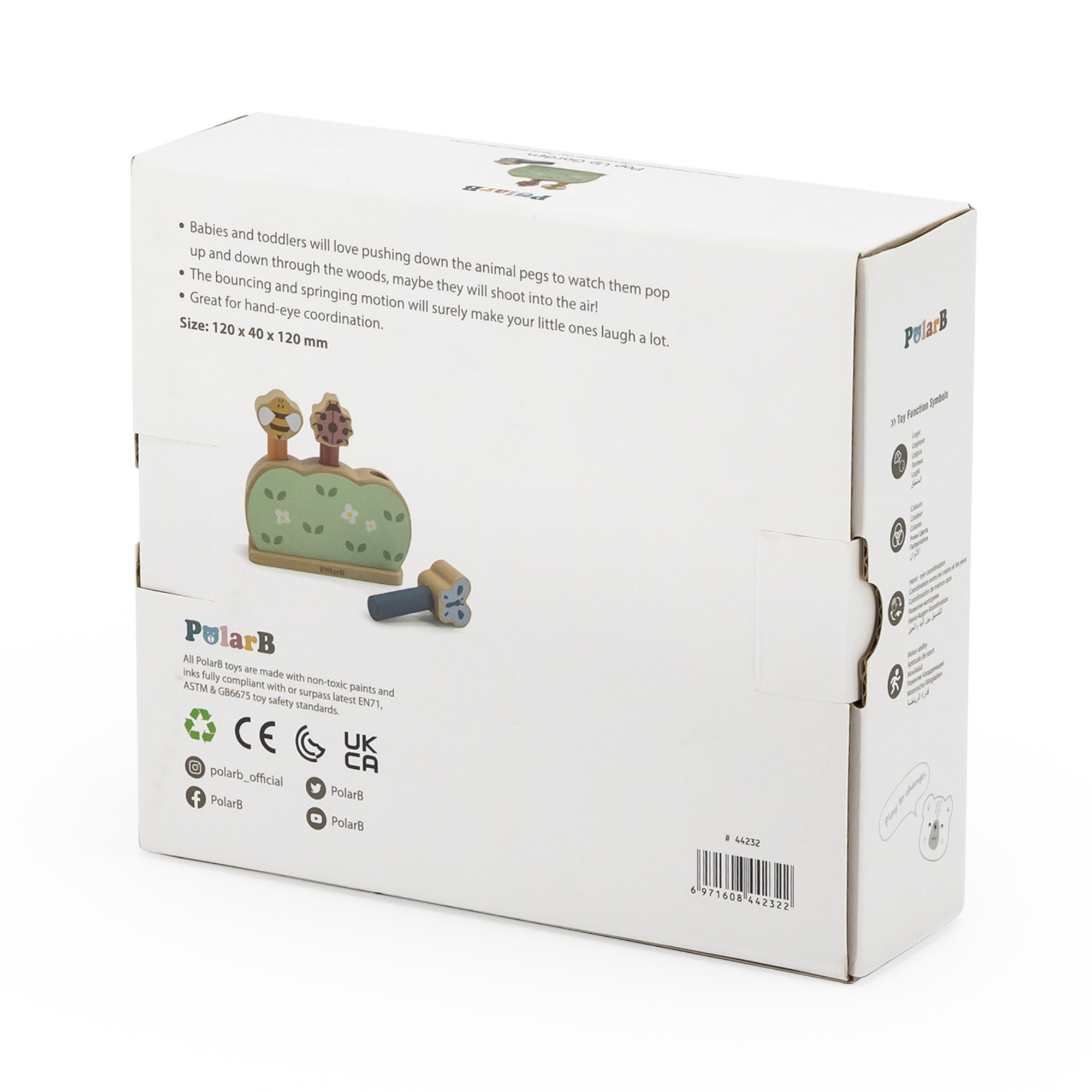 لعبة حديقة خشبية منبثقة من PolarB للأطفال الصغار، لعبة قفز على شكل حيوانات لتنمية المهارات الحركية الدقيقة، وتنسيق حركة اليد والعين، وتعلم السبب والنتيجة، مناسبة للأعمار من 18 شهرًا فما فوق