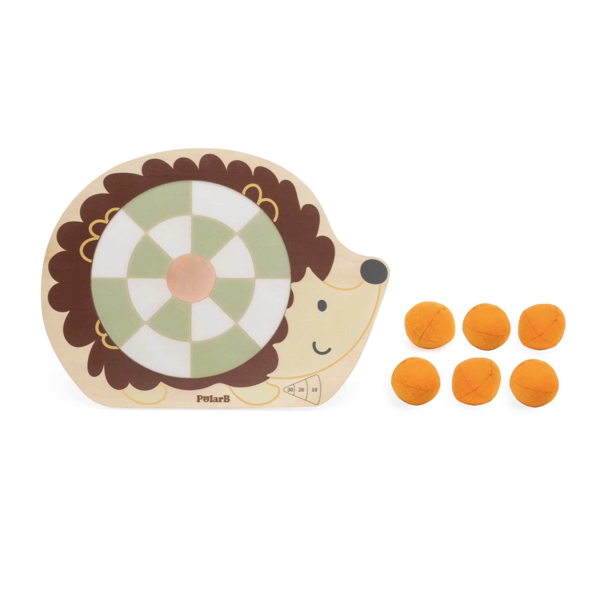 PolarB Wooden Target Game for Kids, Hedgehog Aiming Game with 6 Toss Balls, Develops Hand-Eye Coordination and Motor Skills, Indoor and Outdoor Toy for Ages 3+