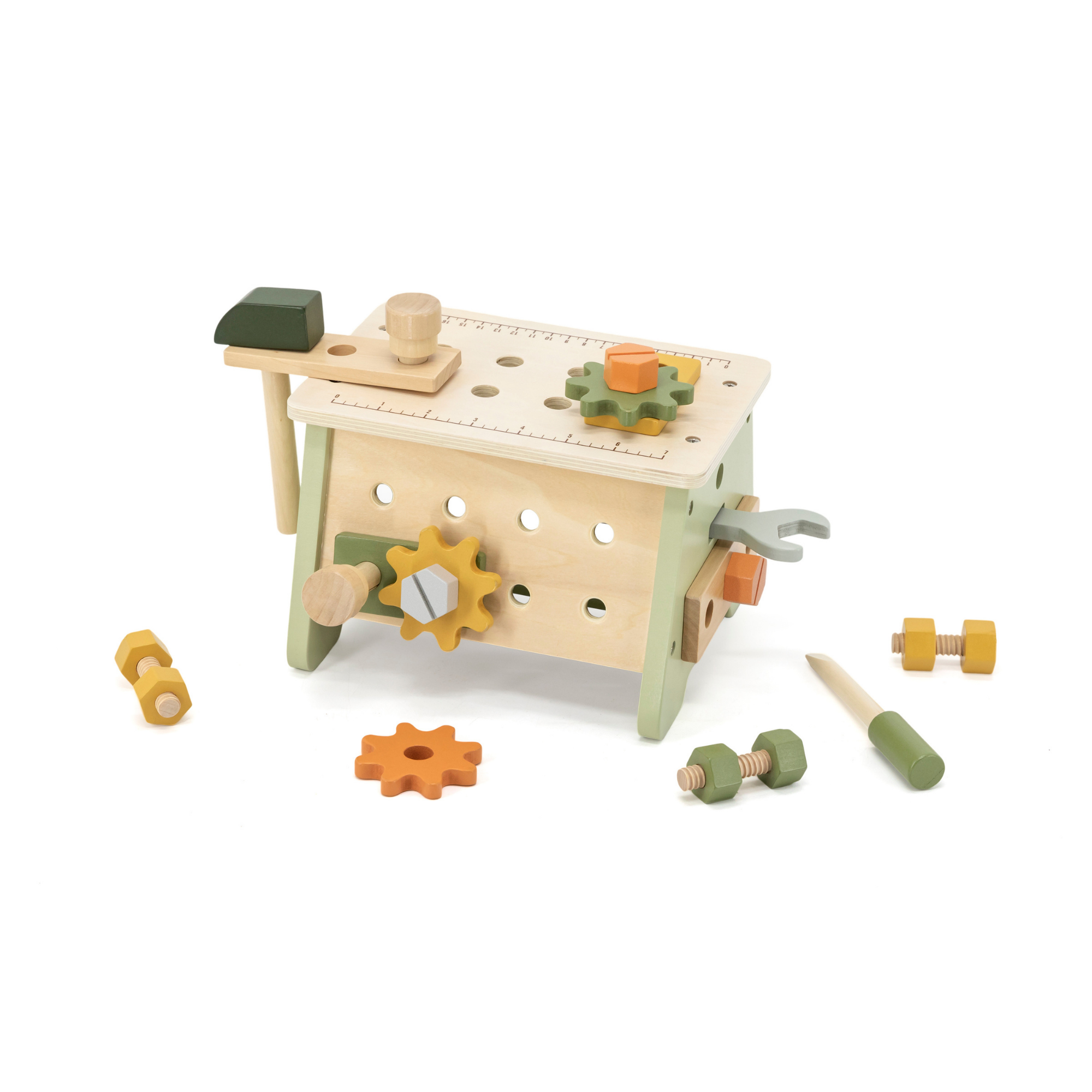 مجموعة أدوات ومنضدة عمل خشبية 2 في 1 من PolarB للأطفال، مجموعة ألعاب بناء DIY مكونة من 30 قطعة مع سلة تخزين، تعزز الخيال والمهارات الحركية الدقيقة والتعلم في مجالات العلوم والتكنولوجيا والهندسة والرياضيات، للأعمار من 3 سنوات فما فوق