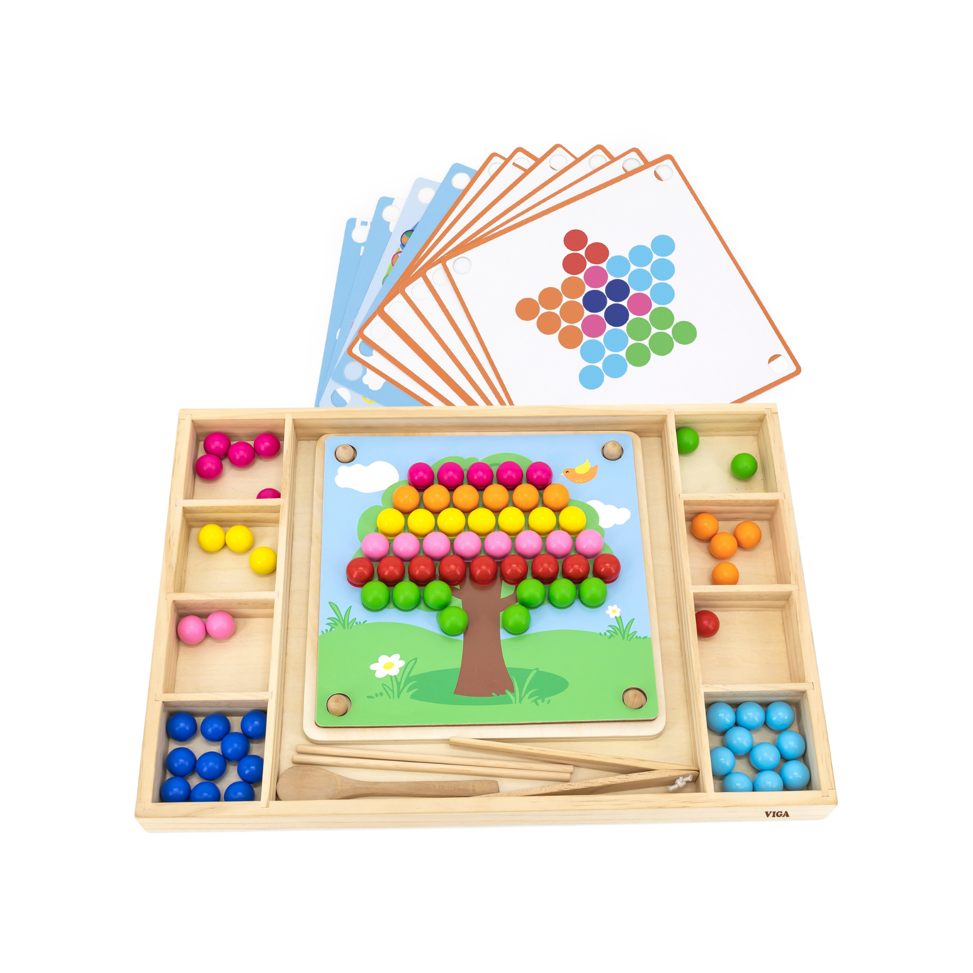 Viga Catch & Match Wooden Educational Toy, Montessori Fine Motor Skills & Hand-Eye Coordination Game, Encourages Creativity & Logic, Eco-Friendly & Non-Toxic, for Boys & Girls Ages 3+