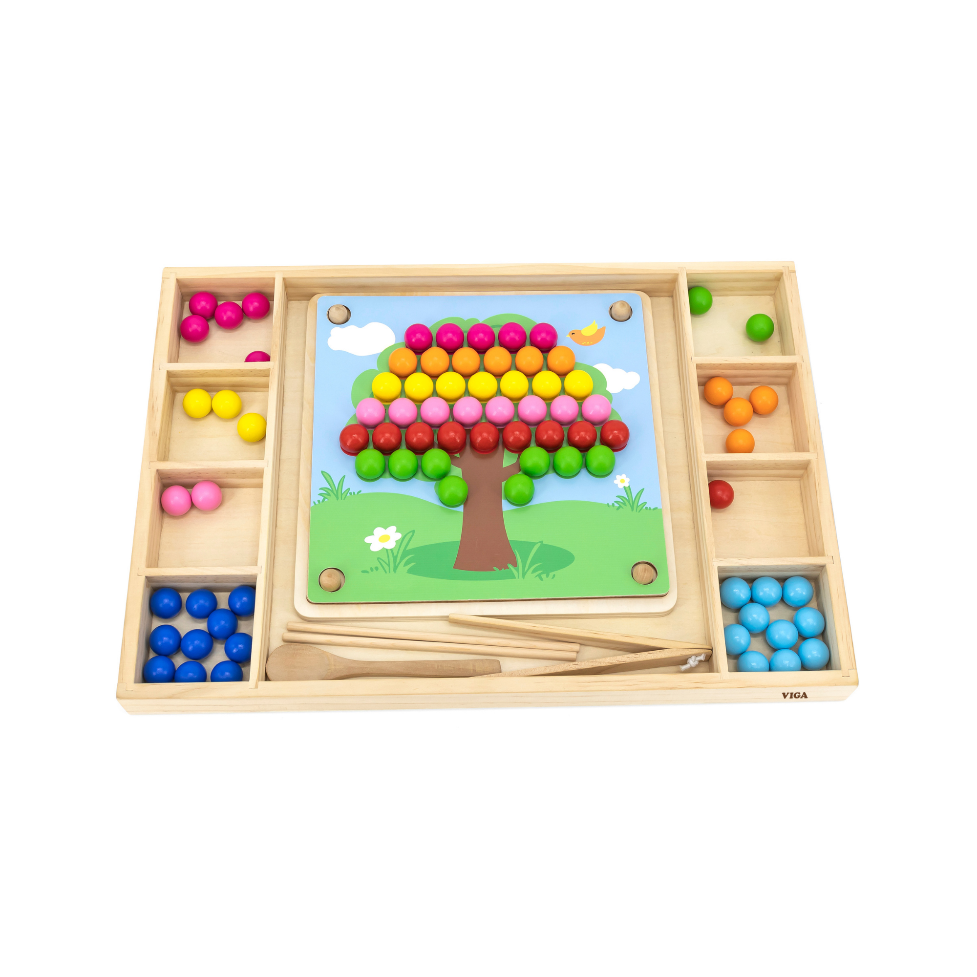 Viga Catch & Match Wooden Educational Toy, Montessori Fine Motor Skills & Hand-Eye Coordination Game, Encourages Creativity & Logic, Eco-Friendly & Non-Toxic, for Boys & Girls Ages 3+