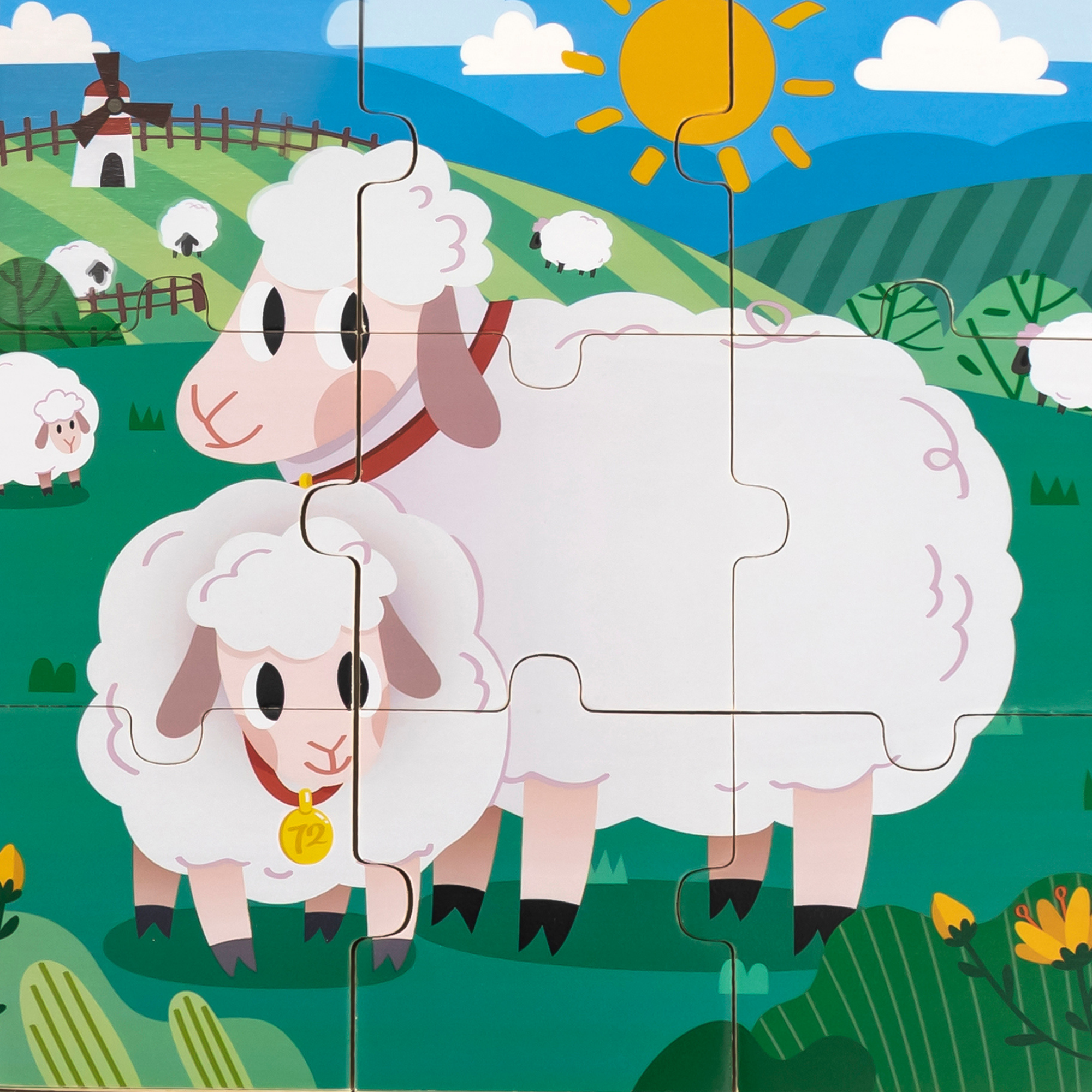 Viga Sheep, 9 Piece Jigsaw Puzzle, Montessori Wooden Toy, Develops Sensory, Cognitive & Fine Motor Skills, Non-Toxic & Eco-friendly Kids Educational Toy, Suitable for Boys and Girls Aged 18M+