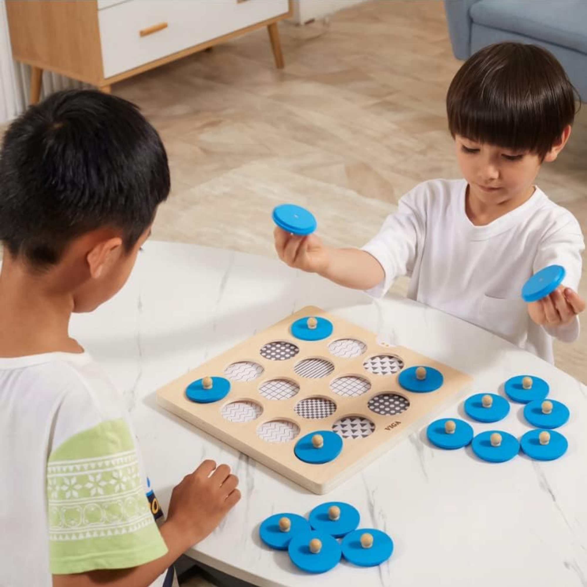 Viga Wooden Memory Game, Montessori Matching Toy with 5 Double-Sided Cards, Develops Memory, Concentration & Motor Skills, Eco-Friendly & Non-Toxic Educational Toy, for Kids Ages 3+