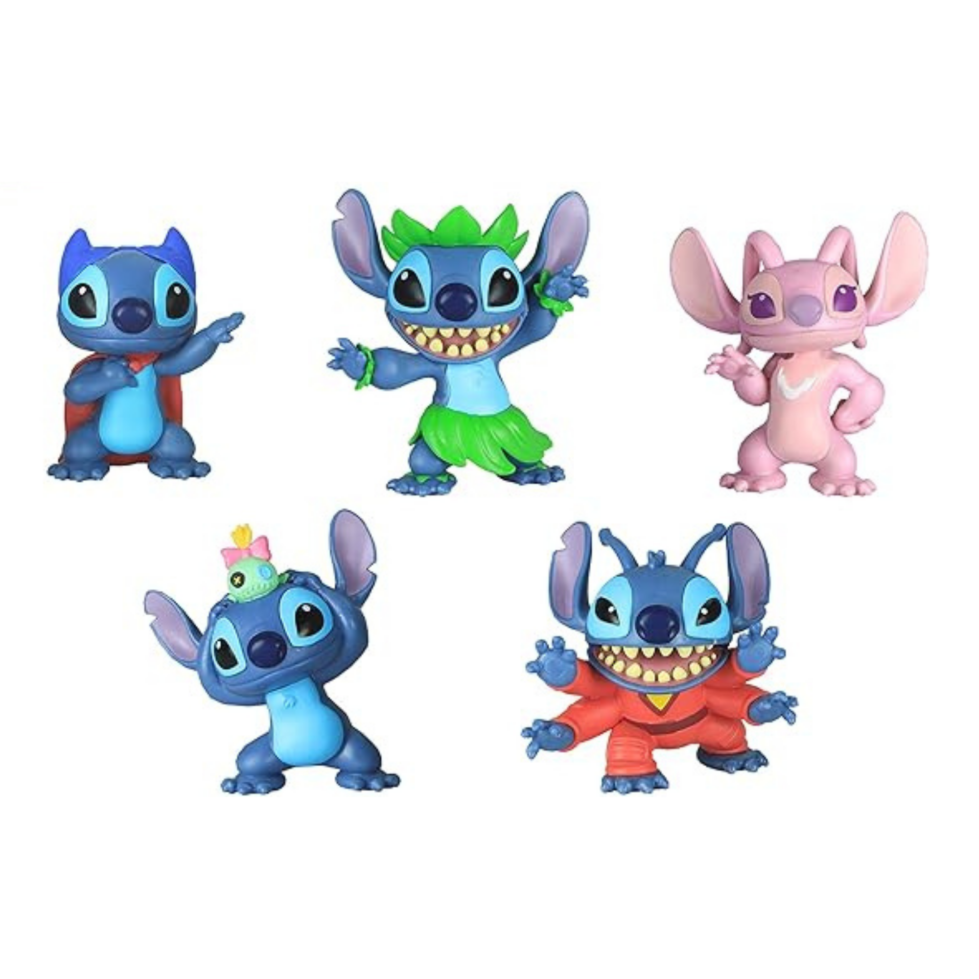 Disney Lilo & Stitch 2.7" Inch (7 cm) 5 Piece Collectible Stitch Figure Set, Officially Licensed Kids Toys By Just Play, Suitable for Children, Boys and Girls, Aged 3 Years+