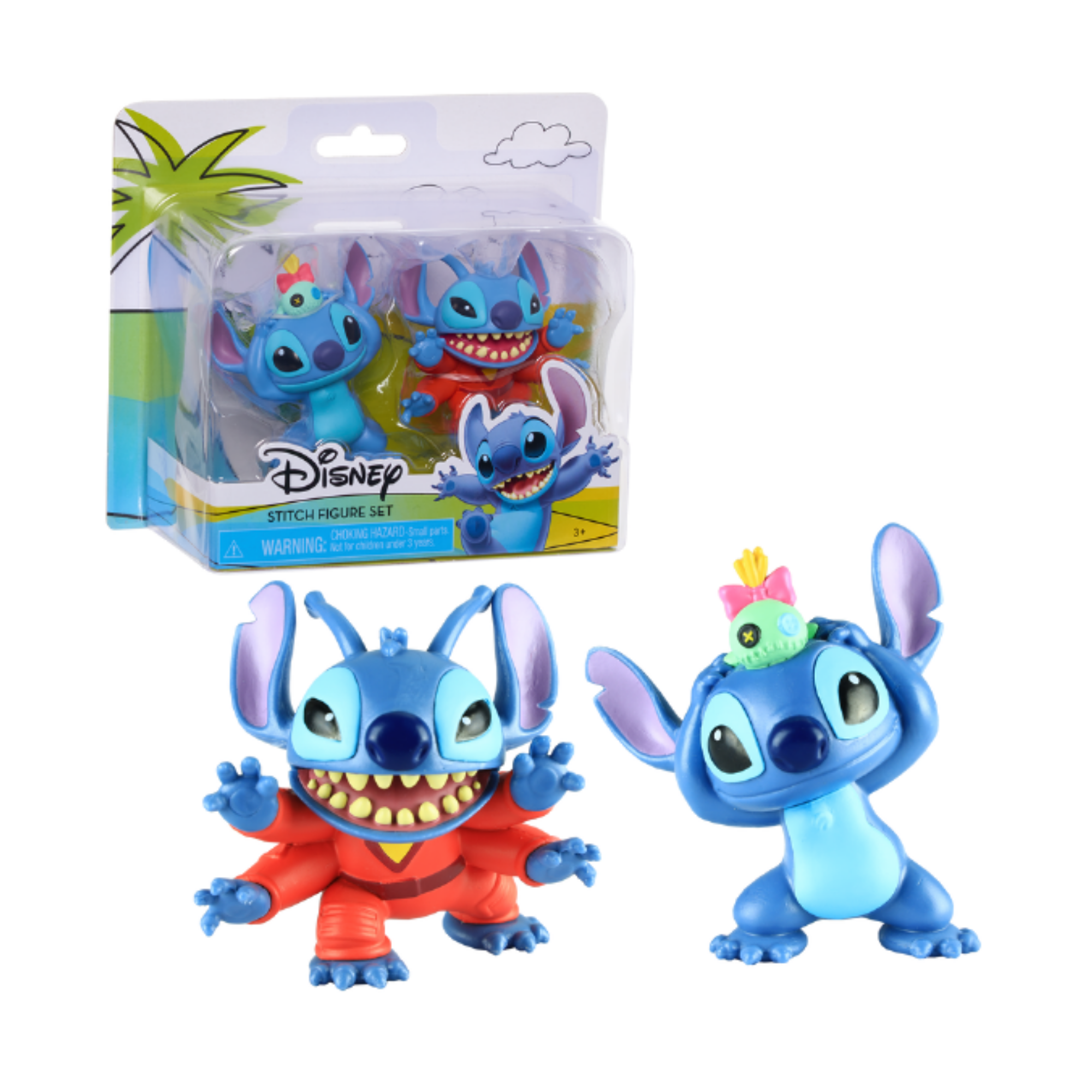 Disney Lilo & Stitch 2.75" Inch (7 cm) 2 Piece Collectible Stitch Figure Set, Officially Licensed Kids Toys by Just Play, Style 1, Suitable for Children, Boys and Girls, Aged 3 Years+