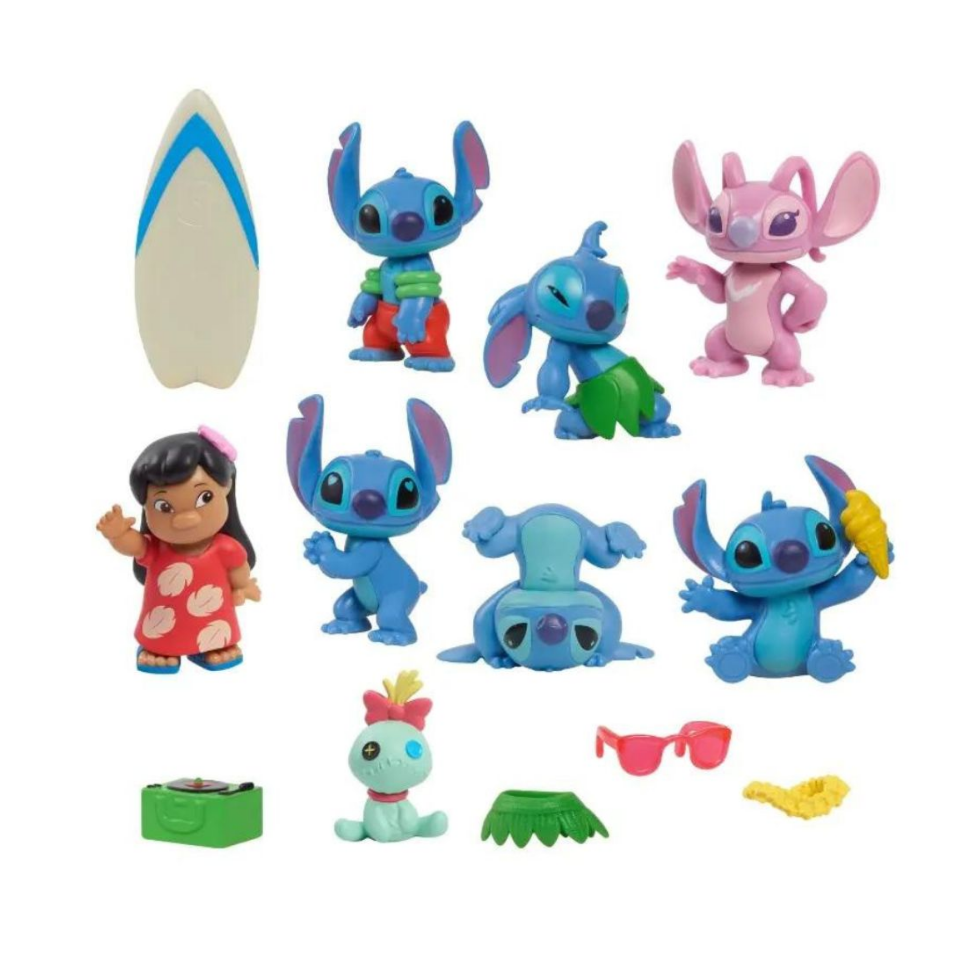 Disney Lilo & Stitch 3" Inch (5 cm) 13 Piece Collectible Stitch Figure Set, Officially Licensed Kids Toys By Just Play, Suitable for Children, Boys and Girls, Aged 3 Years+
