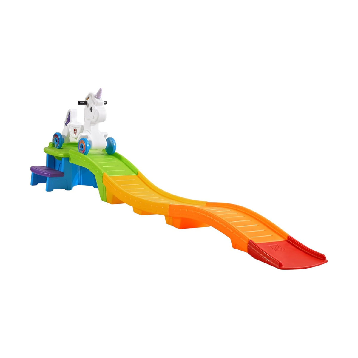 Step2 Unicorn Up & Down Roller Coaster 493700/493799, Kids Ride-On Coaster with Rainbow Track, Light & Sound Unicorn Car, Secure Design, Ages 2–5