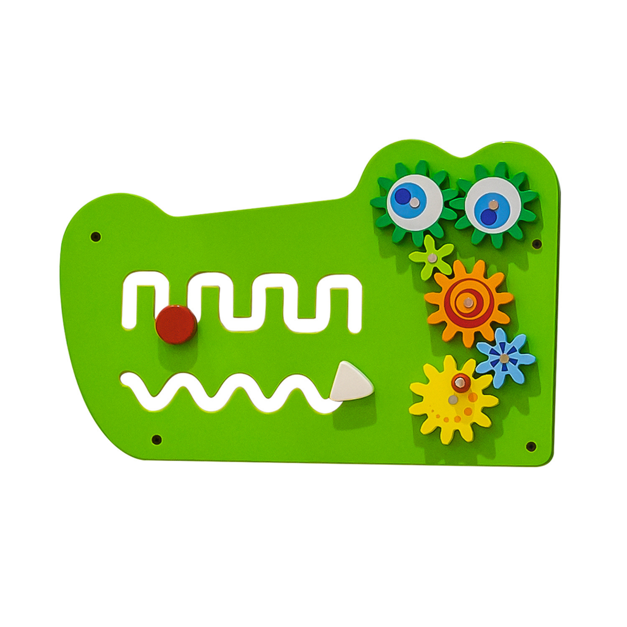 Viga Large Crocodile Activity Panel, 5-in-1 Montessori Wooden Wall Toy, Sensory Learning Board for Brain & Motor Skill Development, Eco-Friendly Educational Toy, for Boys & Girls 18M+