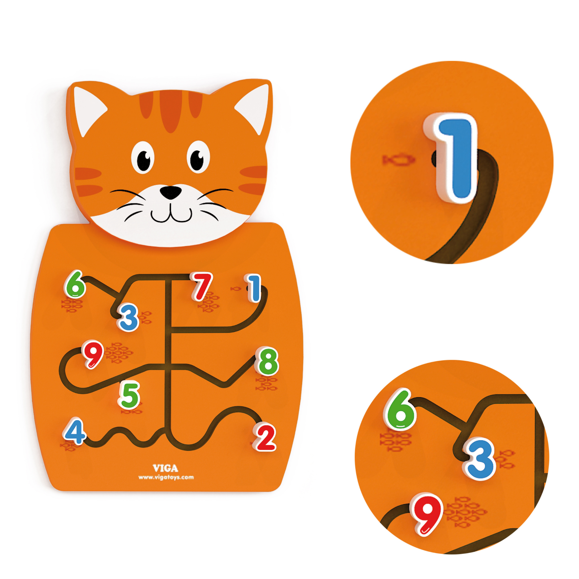 VIGA Matching Numbers Wall Toy, Montessori Educational Number Recognition Panel, Develops Logic, Fine Motor & Counting Skills, Eco-Friendly & Non-Toxic, for Boys & Girls Ages 18M+