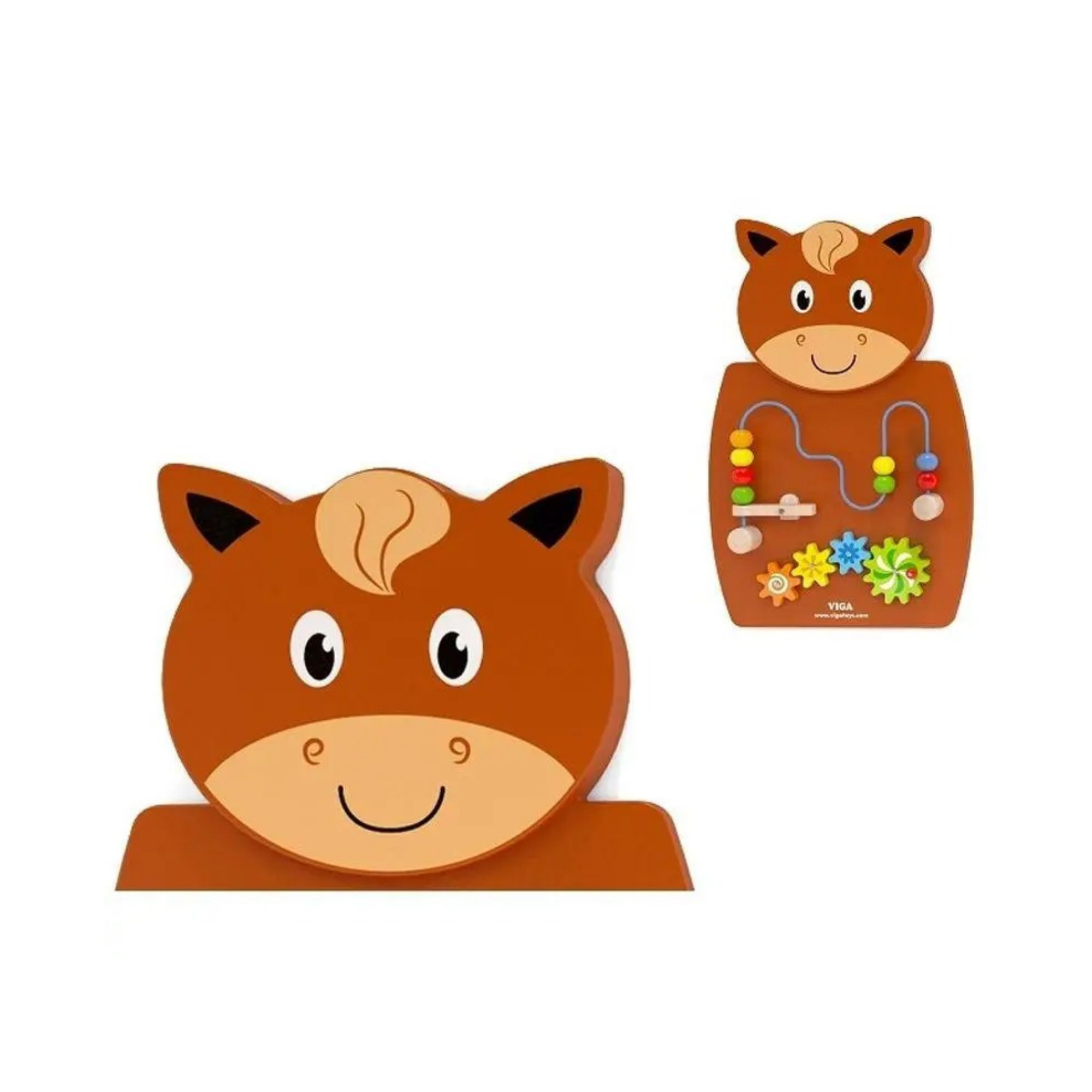 VIGA Wooden Wall Toy Wire Beads & Gears, Montessori Educational Panel with Launching Beads, Develops Fine Motor Skills, Logic & Creativity, Eco-Friendly & Non-Toxic, for Boys & Girls Ages 18M+