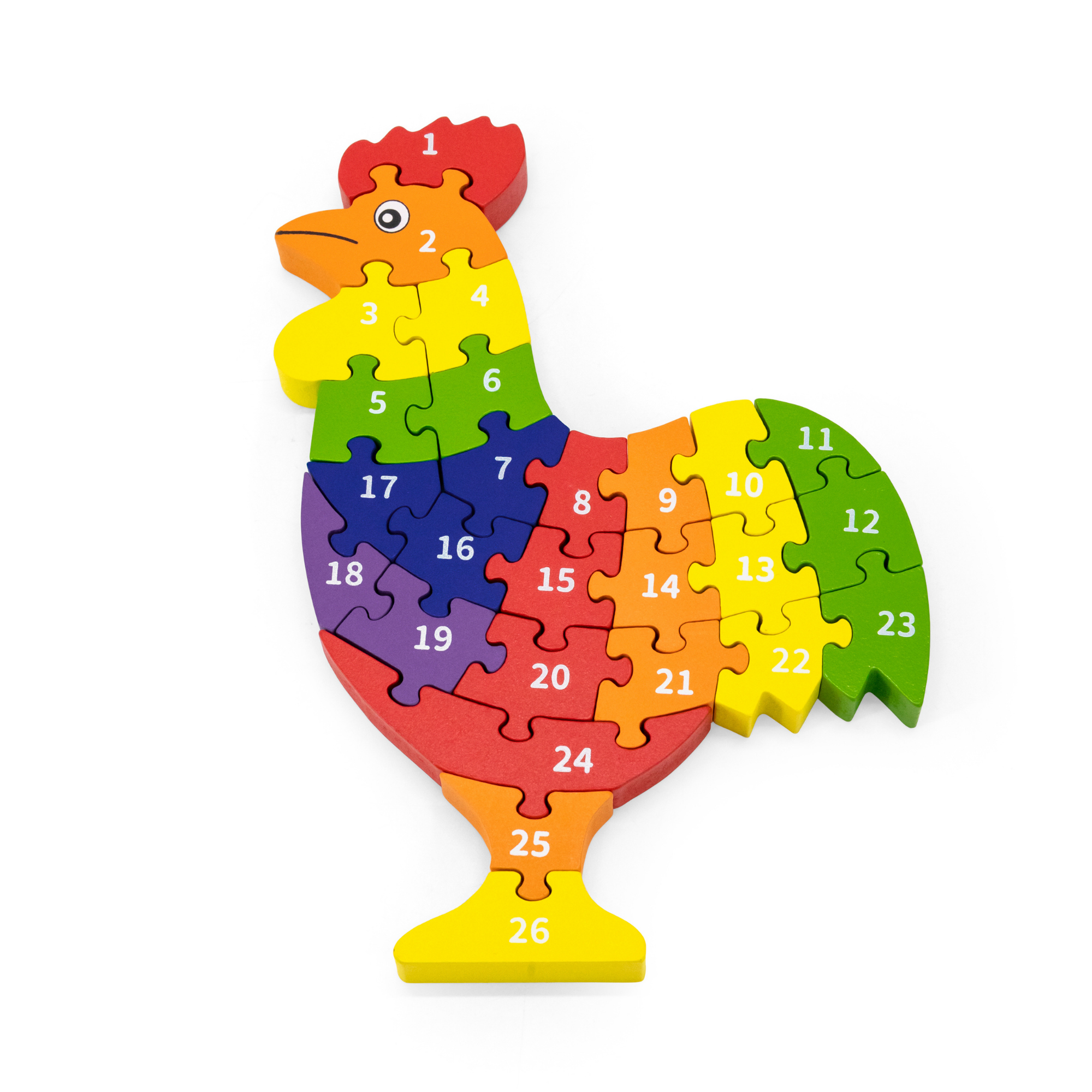 Viga 3D Rooster with Alphabets, 26 Piece Jigsaw Block Puzzle, Montessori Wooden Toy, Develops Sensory, Cognitive & Fine Motor Skills, Non-Toxic & Eco-friendly Kids Educational Toy, 3Y+