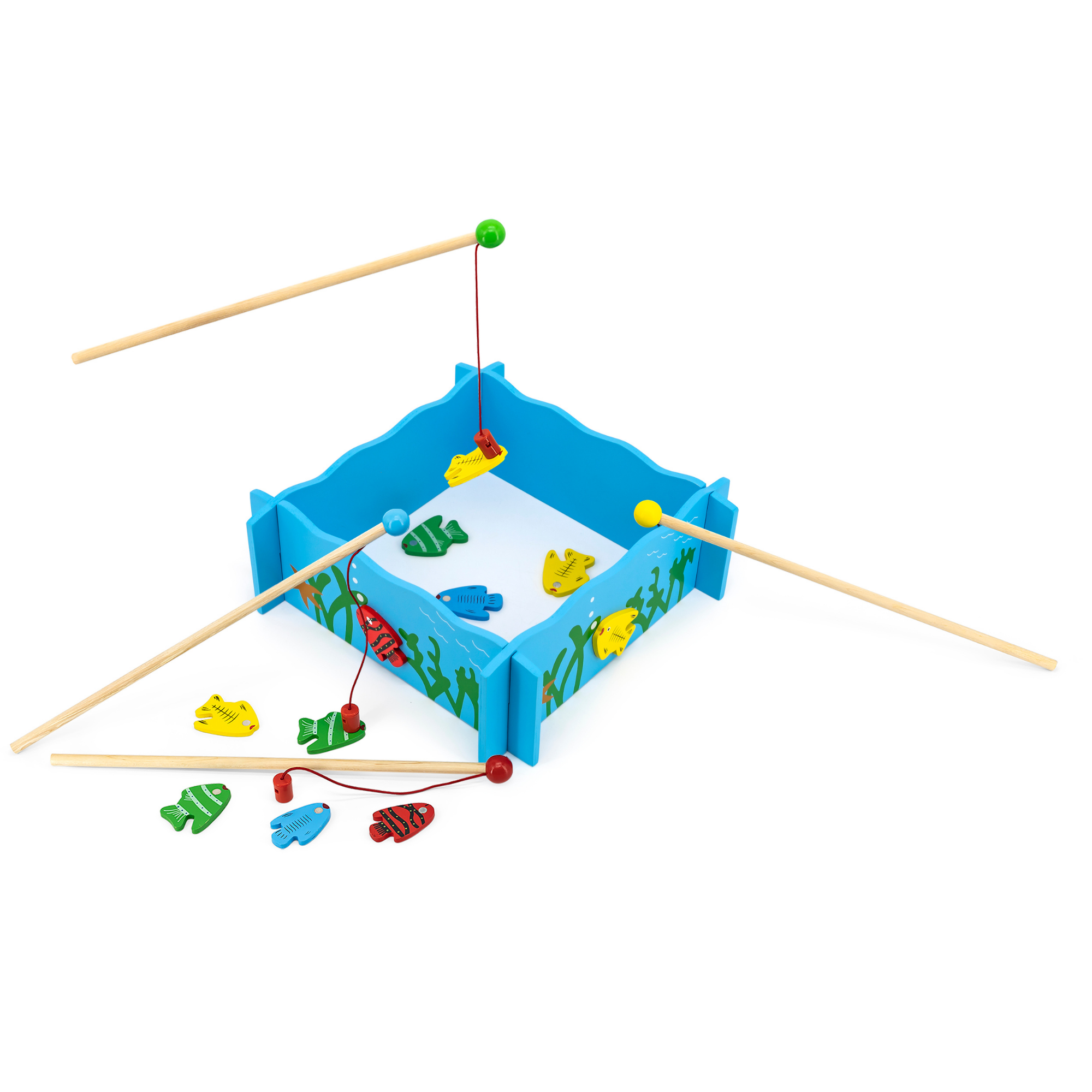 Viga Wooden Fishing Game, Montessori Magnetic Toy with 4 Rods & Numbered Fish, Develops Fine Motor Skills & Early Number Recognition, Eco-Friendly & Non-Toxic Educational Toy, for Ages 18M+