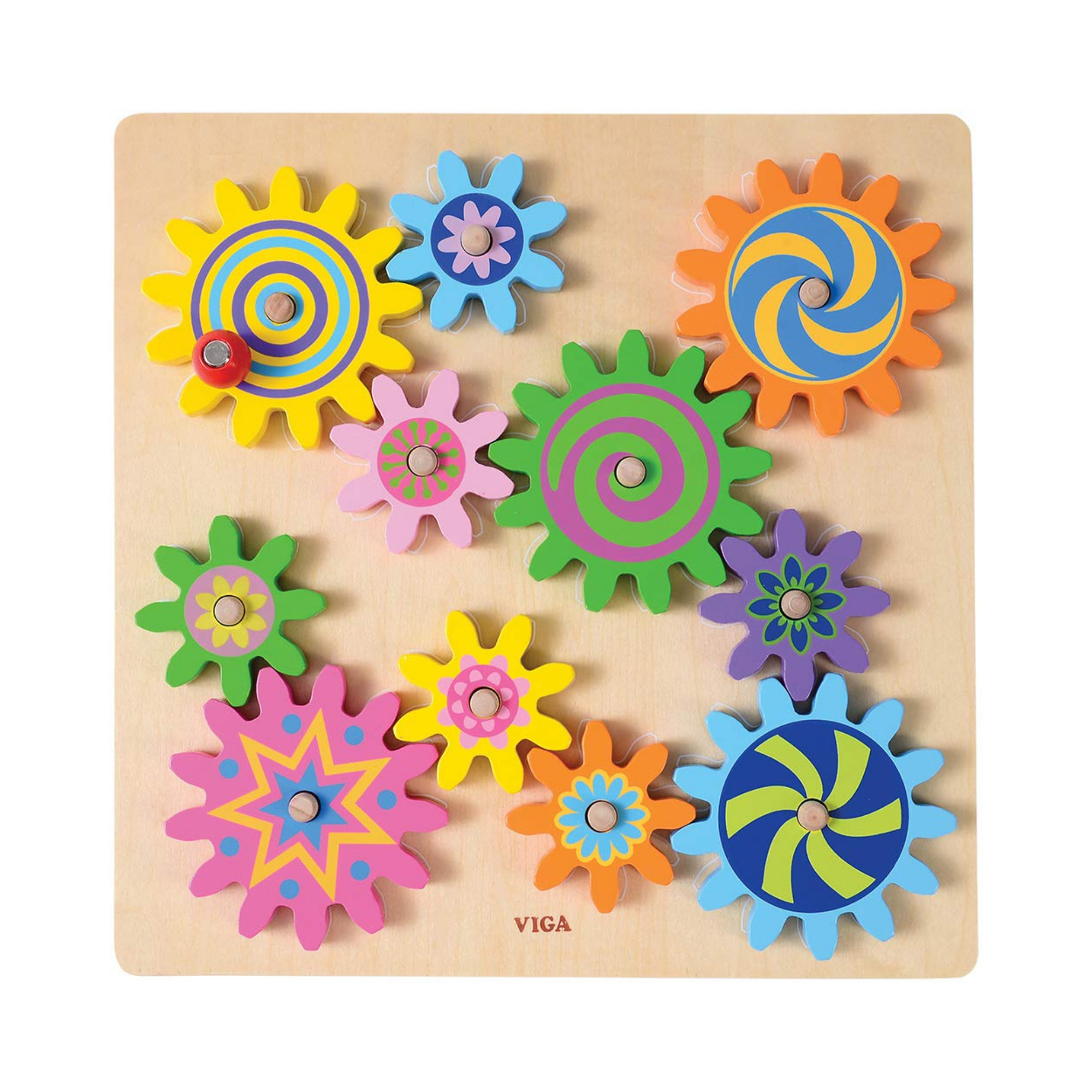 Viga Wooden Spinning Gears Montessori Puzzle, Develops Hand-Eye Coordination & Logical Thinking, Swap & Spin Gears for Creative Play, Eco-Friendly & Non-Toxic Educational Toy, Ages 18M+