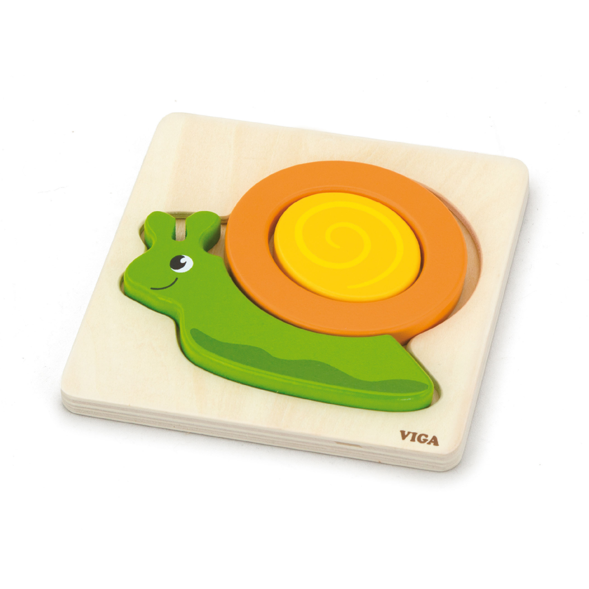 Viga Snail, 4 Piece Block Puzzle, Montessori Wooden Toy, Develops Sensory, Cognitive & Fine Motor Skills, Non-Toxic & Eco-friendly Kids Educational Toy, Suitable for Boys and Girls Aged 18M+