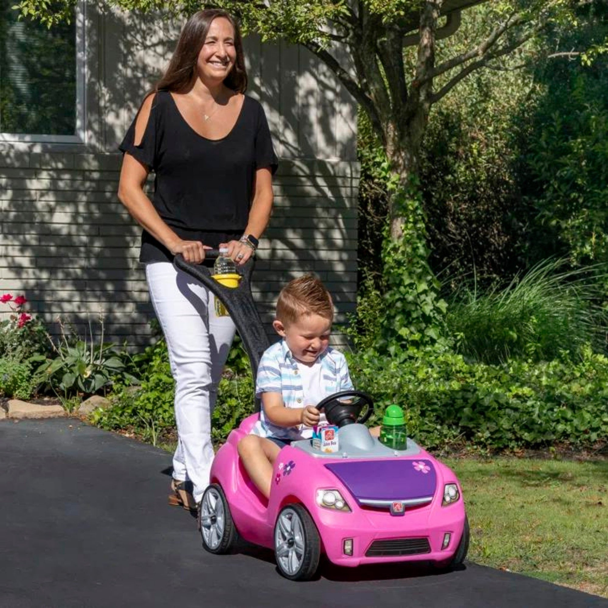 Step2 Whisper Ride II, Single Seater Kids Push Car, Easy to Store Ride On Toy with Seatbelt, Horn and Storage Trunk, Suitable for Children both Boys and Girls Aged 18m and Above, Blue, Pink