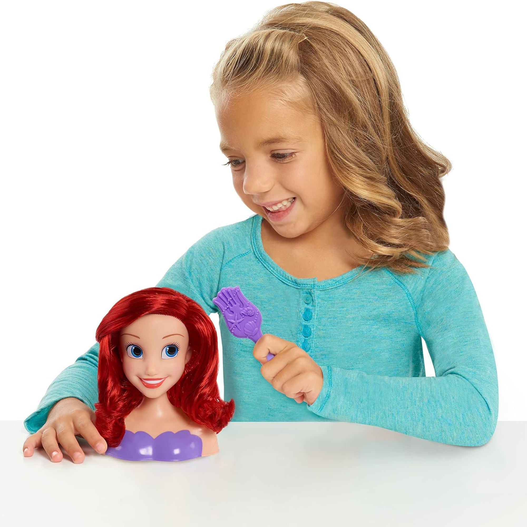 Disney Princess 2 Piece The Little Mermaid Styling Head Featuring Ariel, 5" Inch Red Hair Pretend Play Set, Officially Licensed Kids Role Play Toy for Ages 3 & Up by Just Play