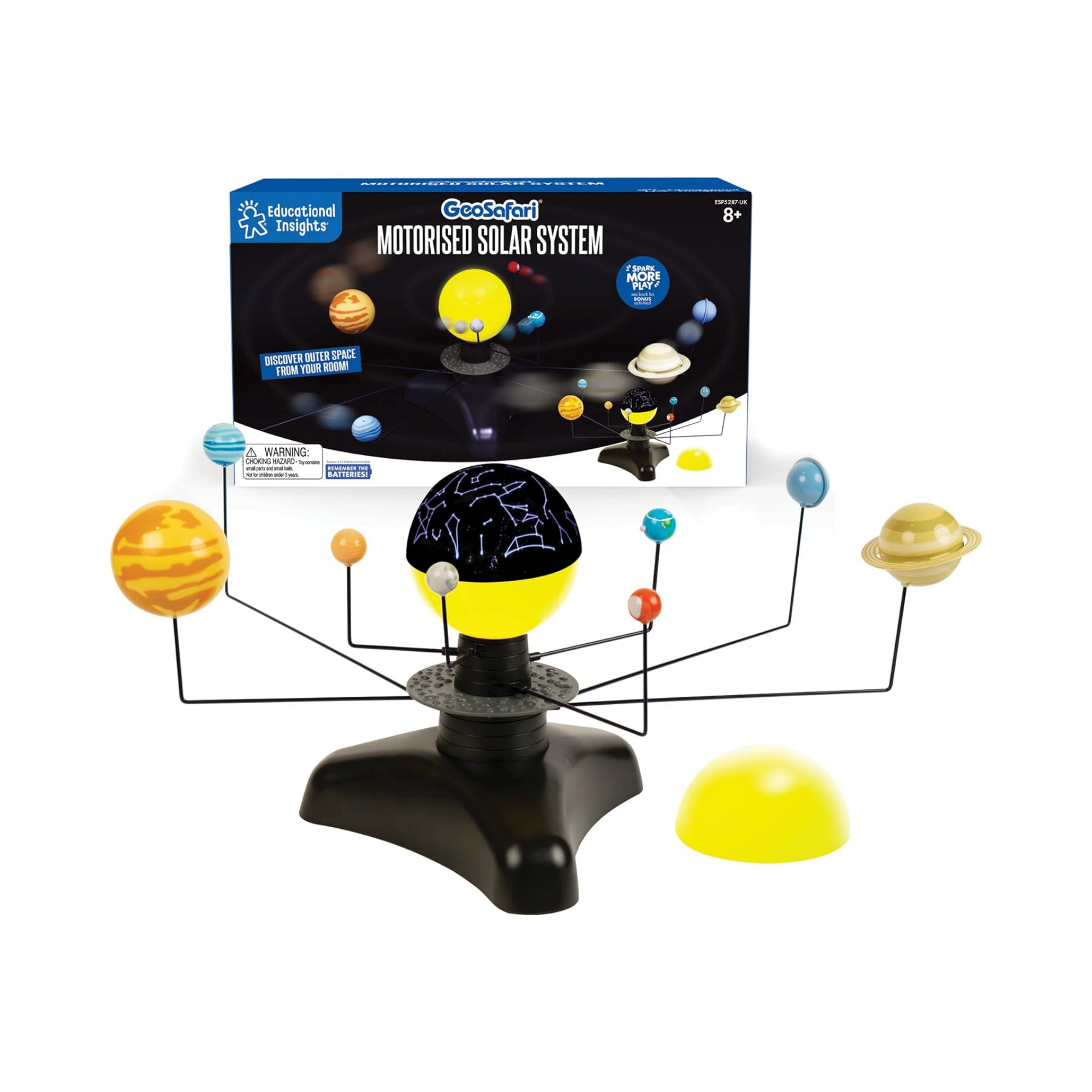 Learning Resources GeoSafari Motorised Solar System, Interactive Rotating & Revolving Model with Light-Up Sun & Star Projector, Includes Multilingual Activity Guide, For Kids Ages 8+