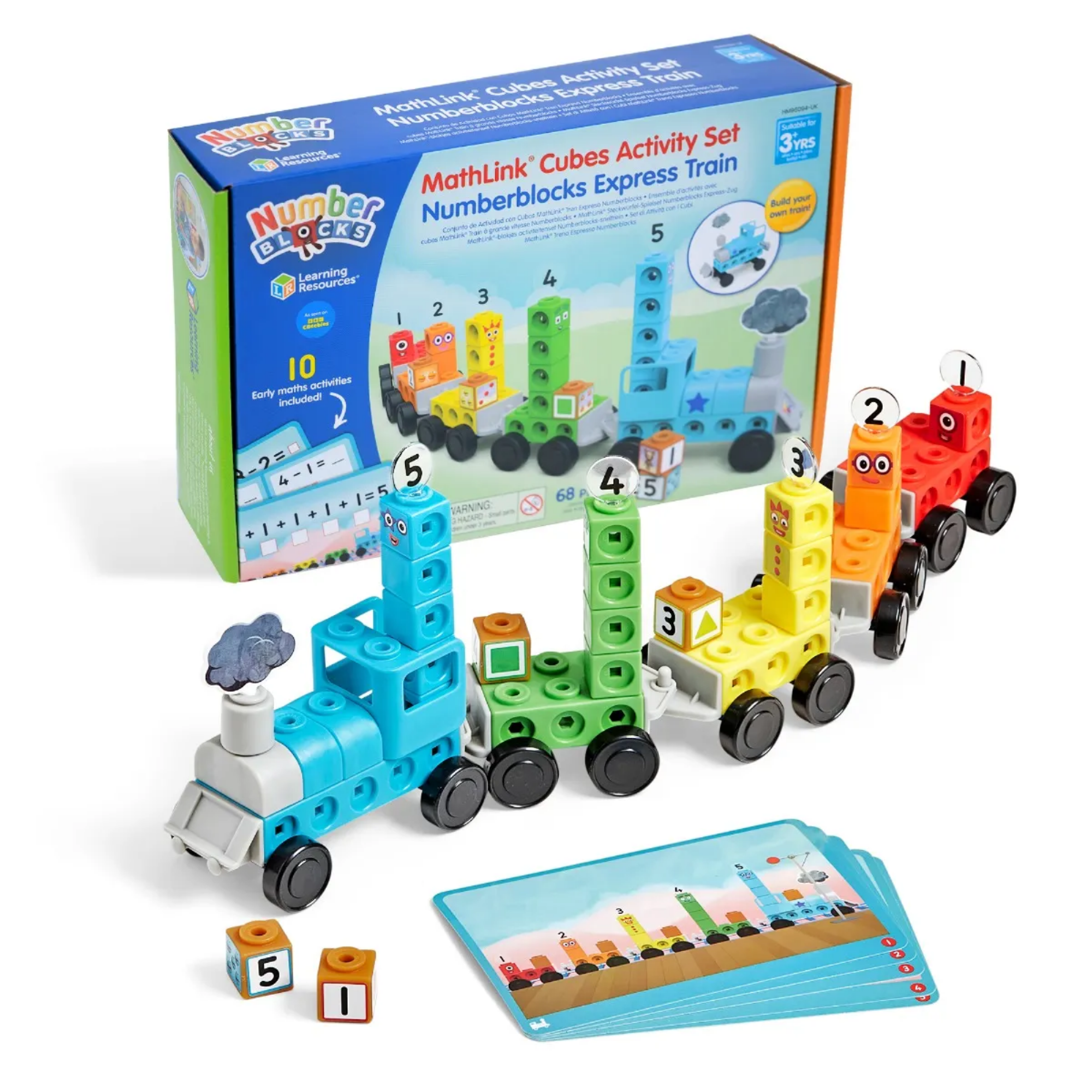 مجموعة أنشطة قطار الأرقام السريع من MathLink Cubes Numberblocks من Learning Resources، لعبة قطار الأرقام القابلة للبناء مع أنشطة الرياضيات، للأعمار من 3 سنوات فما فوق