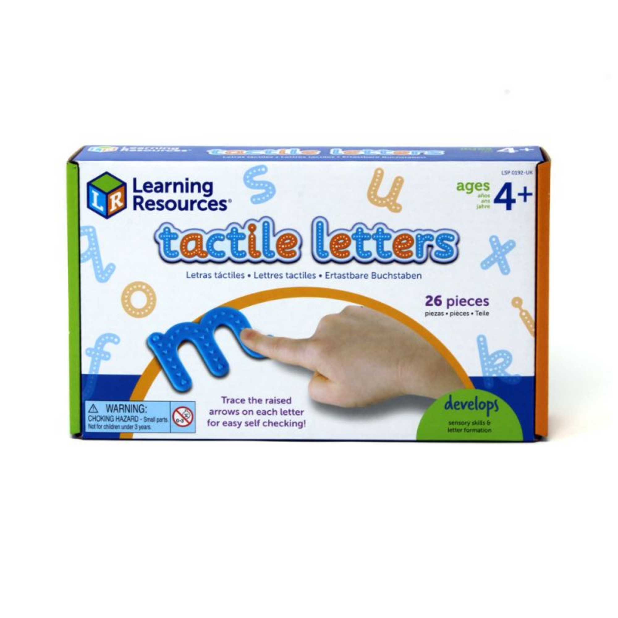 موارد التعلم - حروف لمسية، مدخلات حسية للتعرف على الحروف وتكوينها، بلاستيك متين، دليل أنشطة متعدد اللغات، مناسب للأعمار من 4 سنوات فما فوق