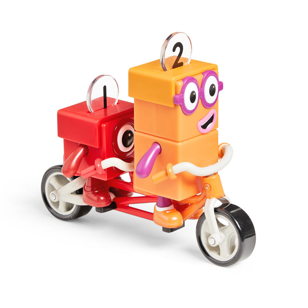 مجموعة موارد التعلم Numberblocks One and Two Bike Adventure، شخصيات قابلة للتجميع مع دراجة مزدوجة وملحقاتها، مجموعة موارد التعلم المرخصة رسميًا