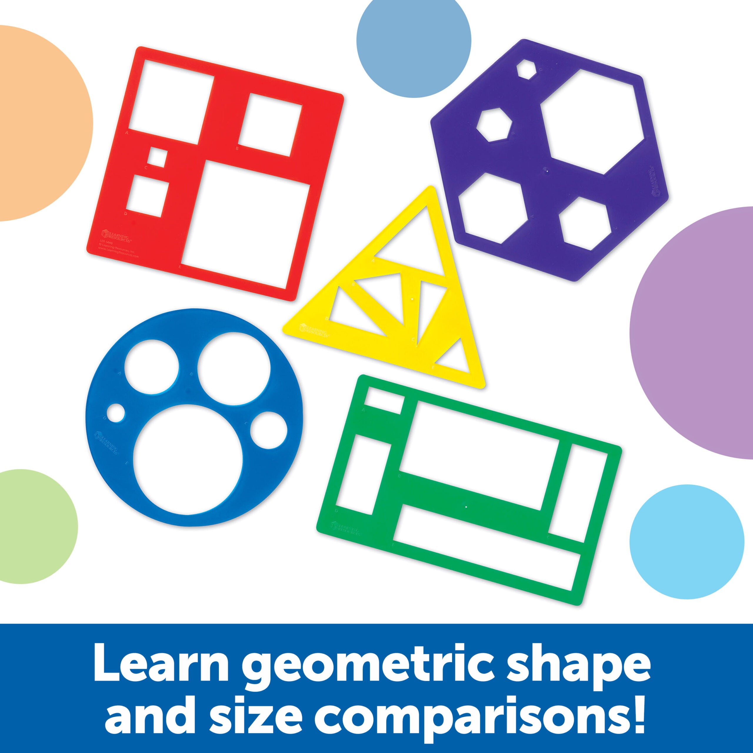 مجموعة قوالب الأشكال الأساسية من Learning Resources، 5 قوالب هندسية، مناسبة للأعمار من 4 سنوات فما فوق، تعلم عملي للأشكال ثنائية الأبعاد