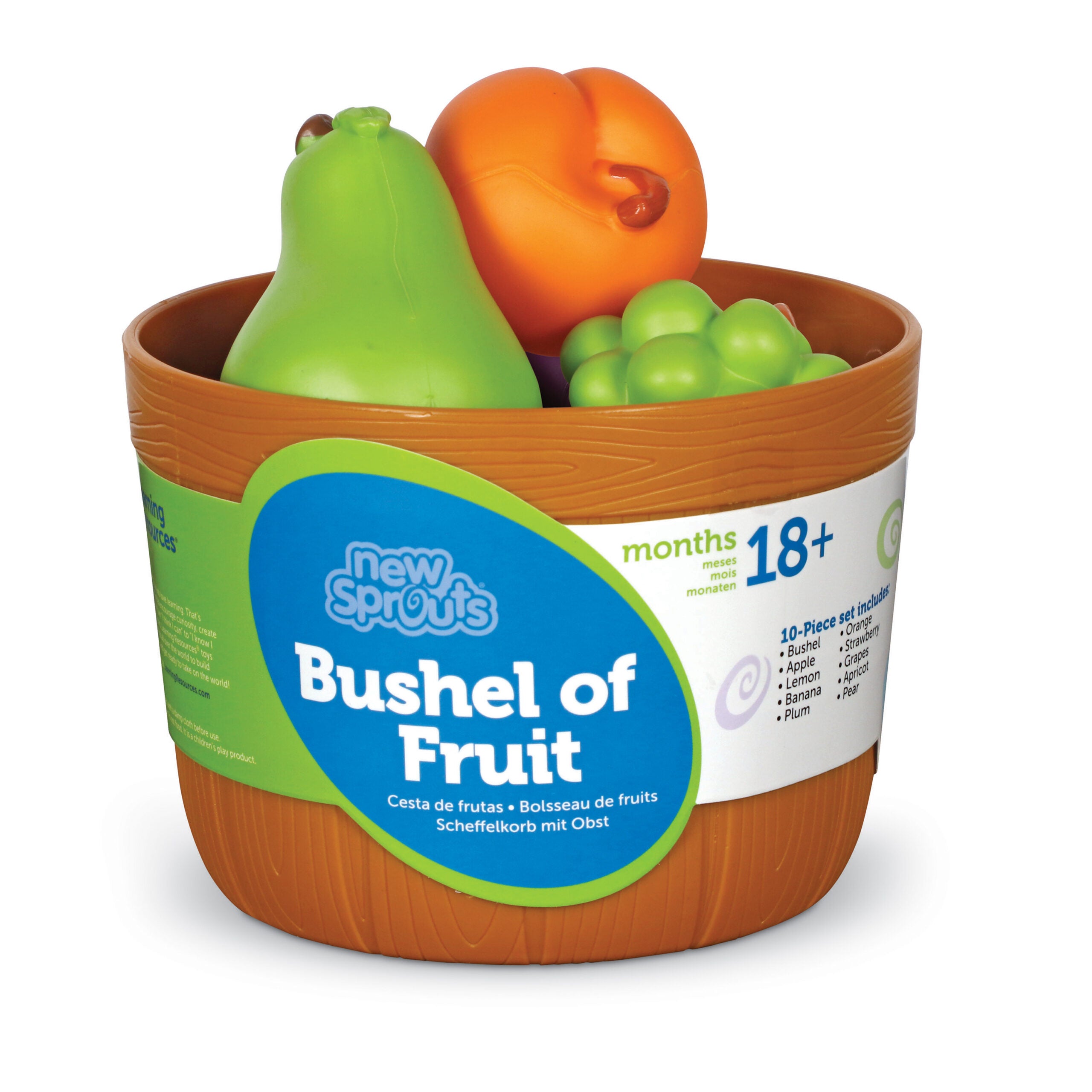 Learning Resources New Sprouts Bushel of Fruit, 9 Piece Toddler Play Food Set for Color Recognition, Sorting, and Imaginative Play, Ages 2 and Up