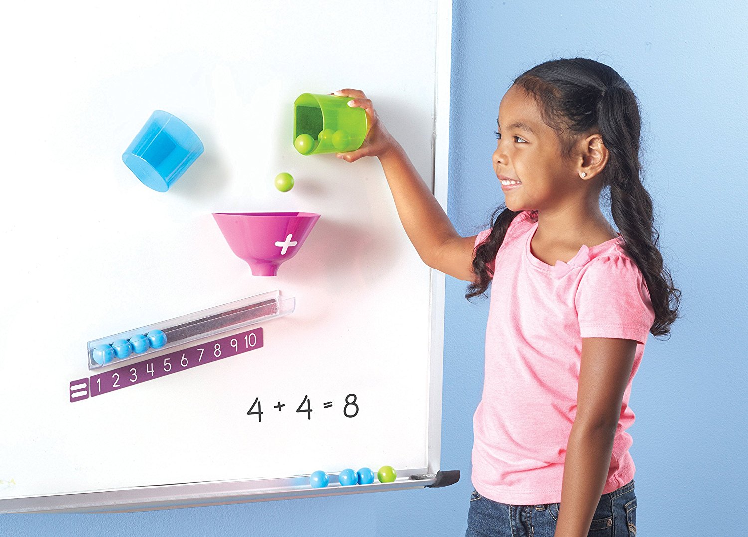 Learning Resources Magnetic Addition Machine, Interactive Front of Class Addition Activity, Includes 20 Magnetic Balls, Funnel, and Counting Tray, Ages 4+