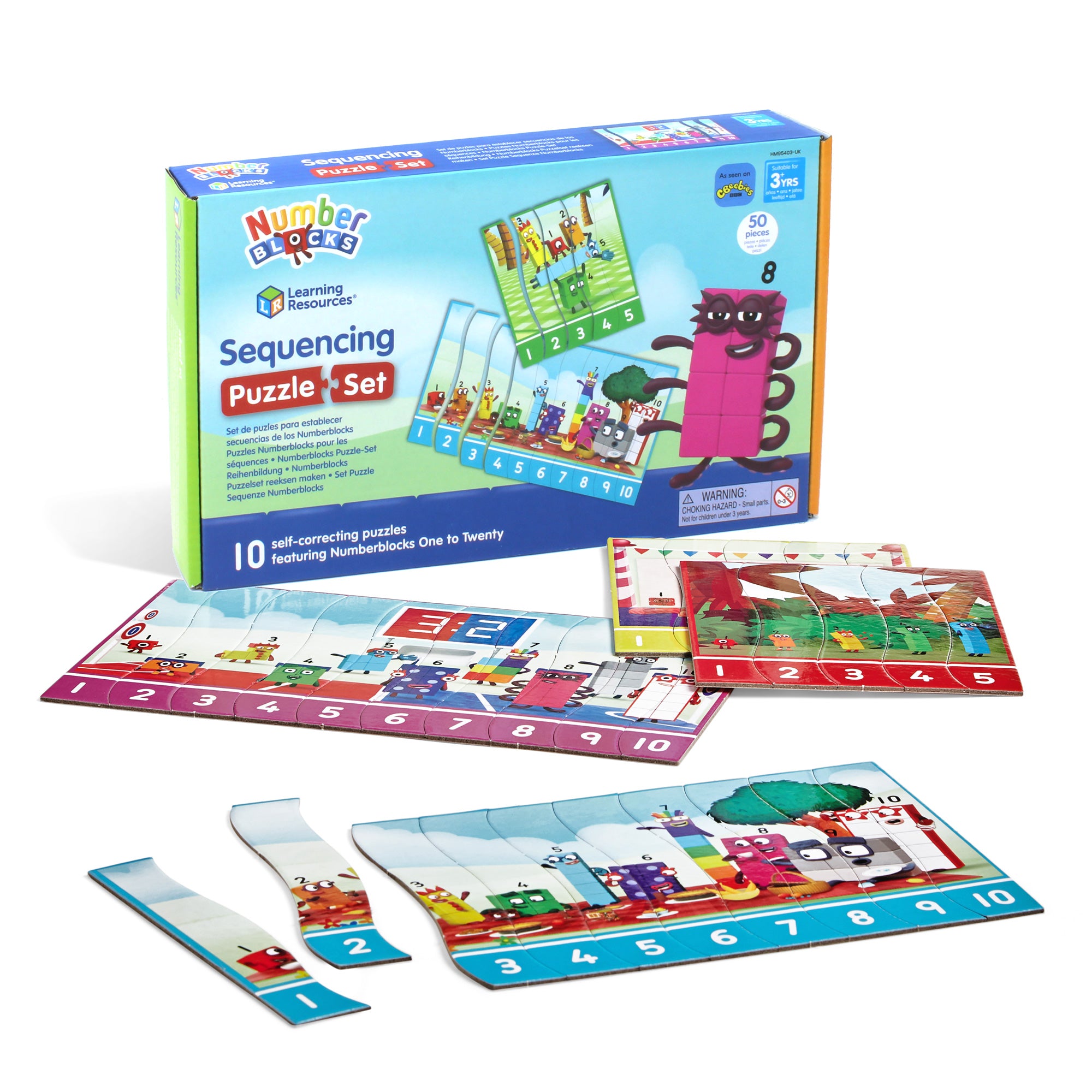 مجموعة ألغاز التسلسل Numberblocks من Learning Resources، تعلم كيفية تسلسل الأرقام من 1 إلى 20، ألغاز تعليمية لمهارات الرياضيات المبكرة، موارد تعليمية مرخصة رسميًا