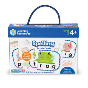 بطاقات ألغاز التهجئة من Learning Resources، 20 لغز كلمات ذاتي التصحيح لمرحلة ما قبل المدرسة ومهارات القراءة والكتابة المبكرة، للأعمار من 4 سنوات فما فوق