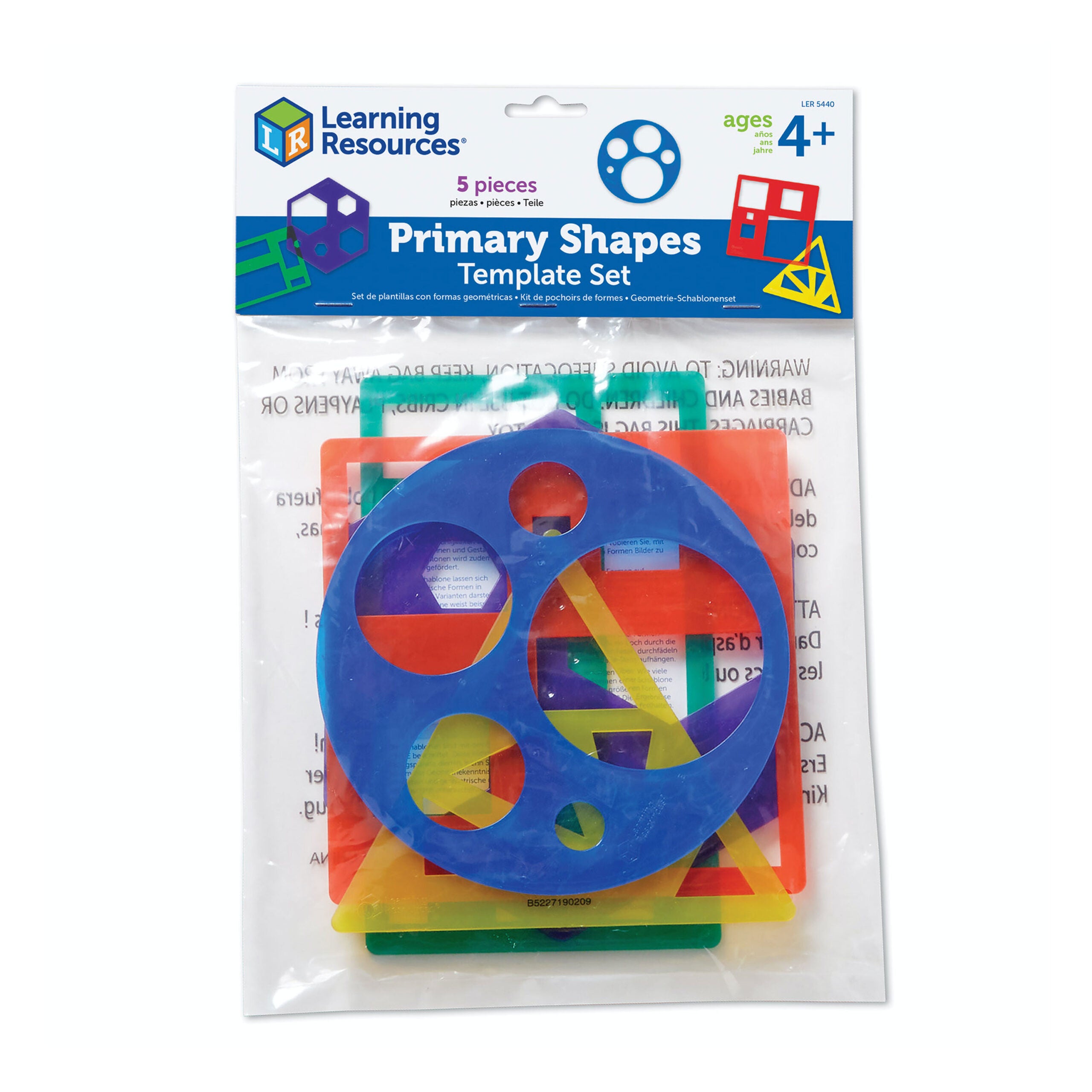 مجموعة قوالب الأشكال الأساسية من Learning Resources، 5 قوالب هندسية، مناسبة للأعمار من 4 سنوات فما فوق، تعلم عملي للأشكال ثنائية الأبعاد