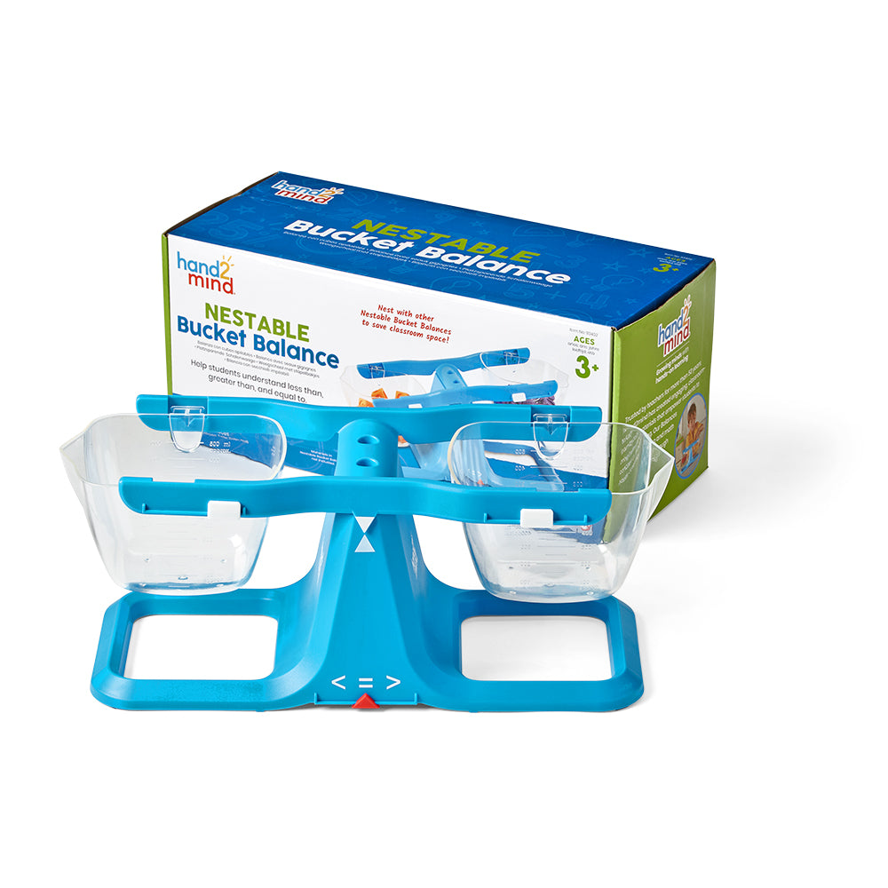 Learning Resources Nestable Bucket Balance, Compact Maths & Science Balance Scale for Kids, 500ml Clear Buckets, Explore Weight, Volume & Equivalency, Ages 3+