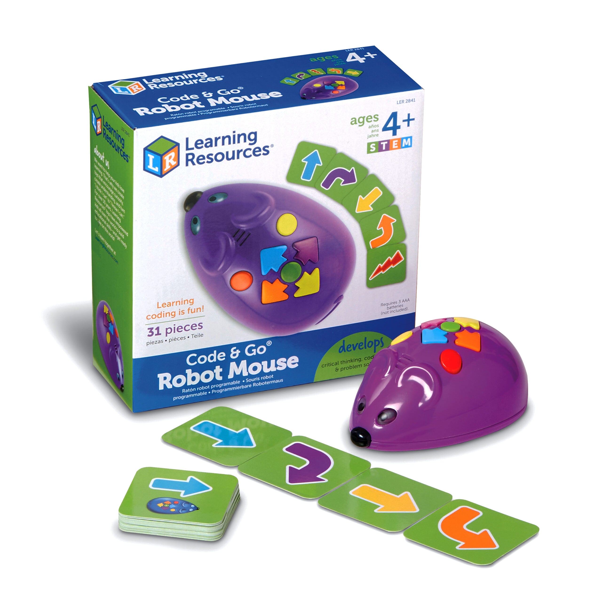 موارد التعلم Code & Go Robot Mouse، مجموعة برمجة STEM المبكرة للأطفال من سن 4 سنوات فما فوق، التعلم العملي مع Jack the Robot Mouse