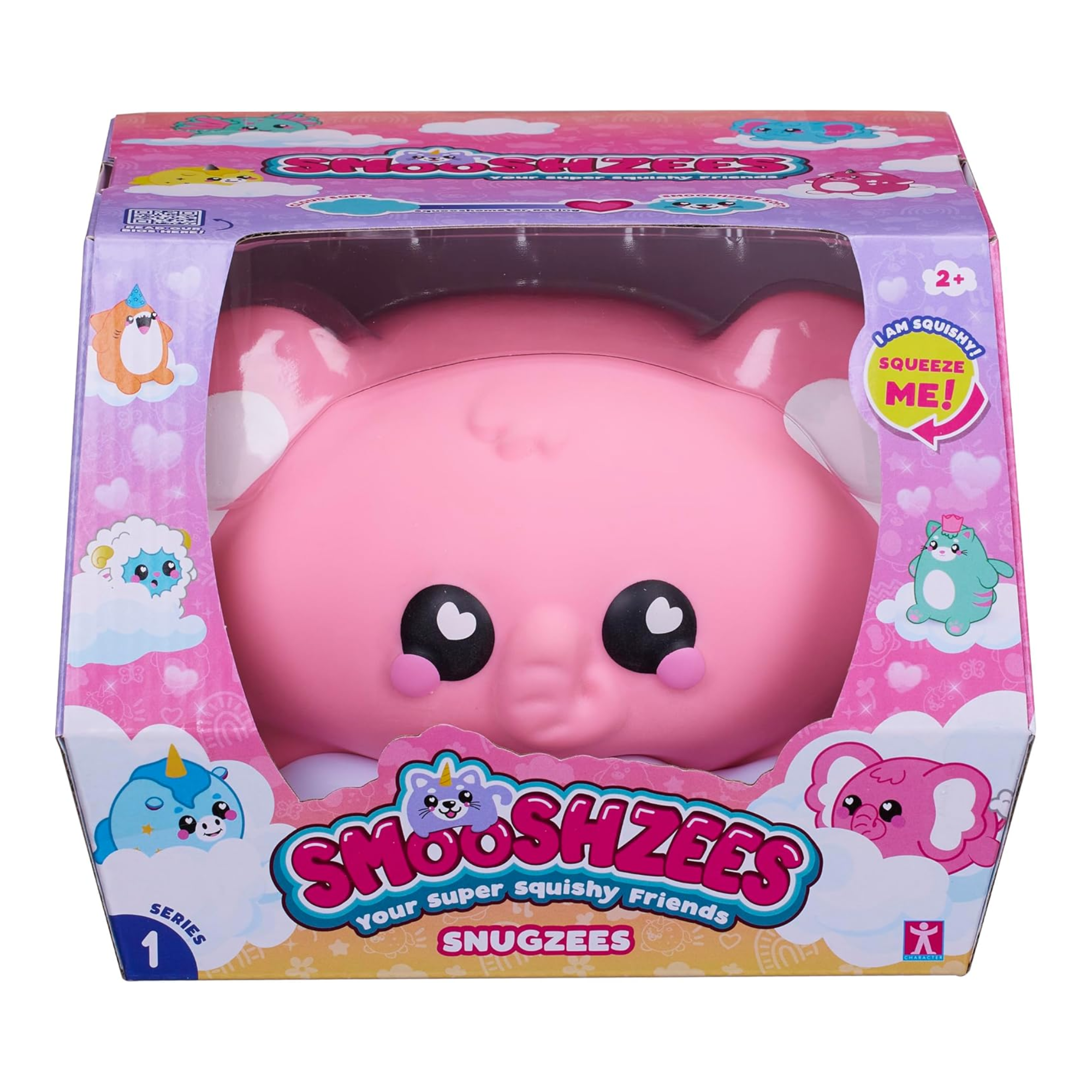 Smooshzees Snugzees, Bubblez, Pink Elephant, Collectable Characters, Supersoft, Cuddly and Squishy!