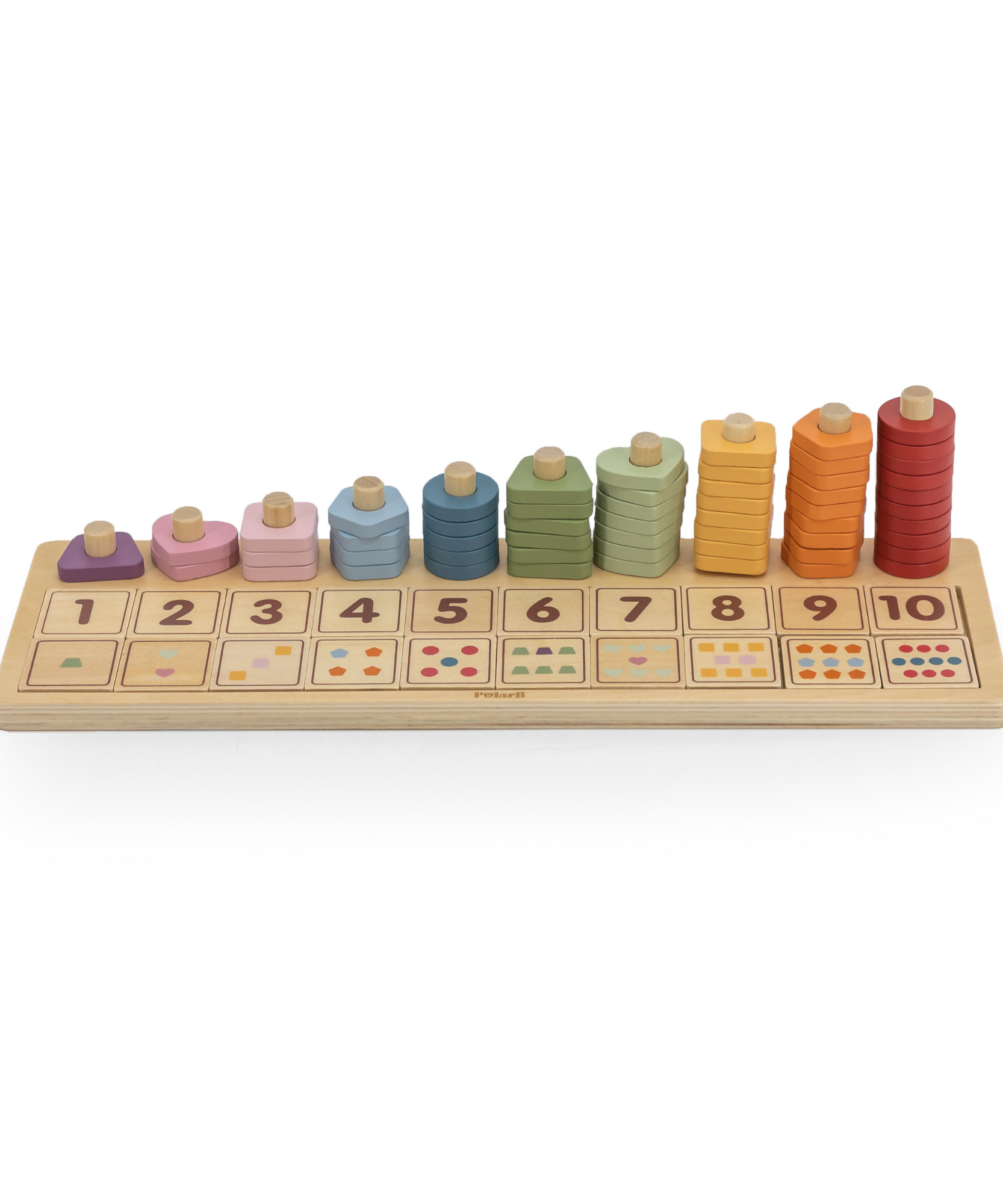 PolarB Count and Match Wooden Educational Toy, 86-Piece Montessori Math Set with 55 Colorful Rings & 20 Number Blocks, Early Learning for Toddlers & Preschoolers Ages 3+