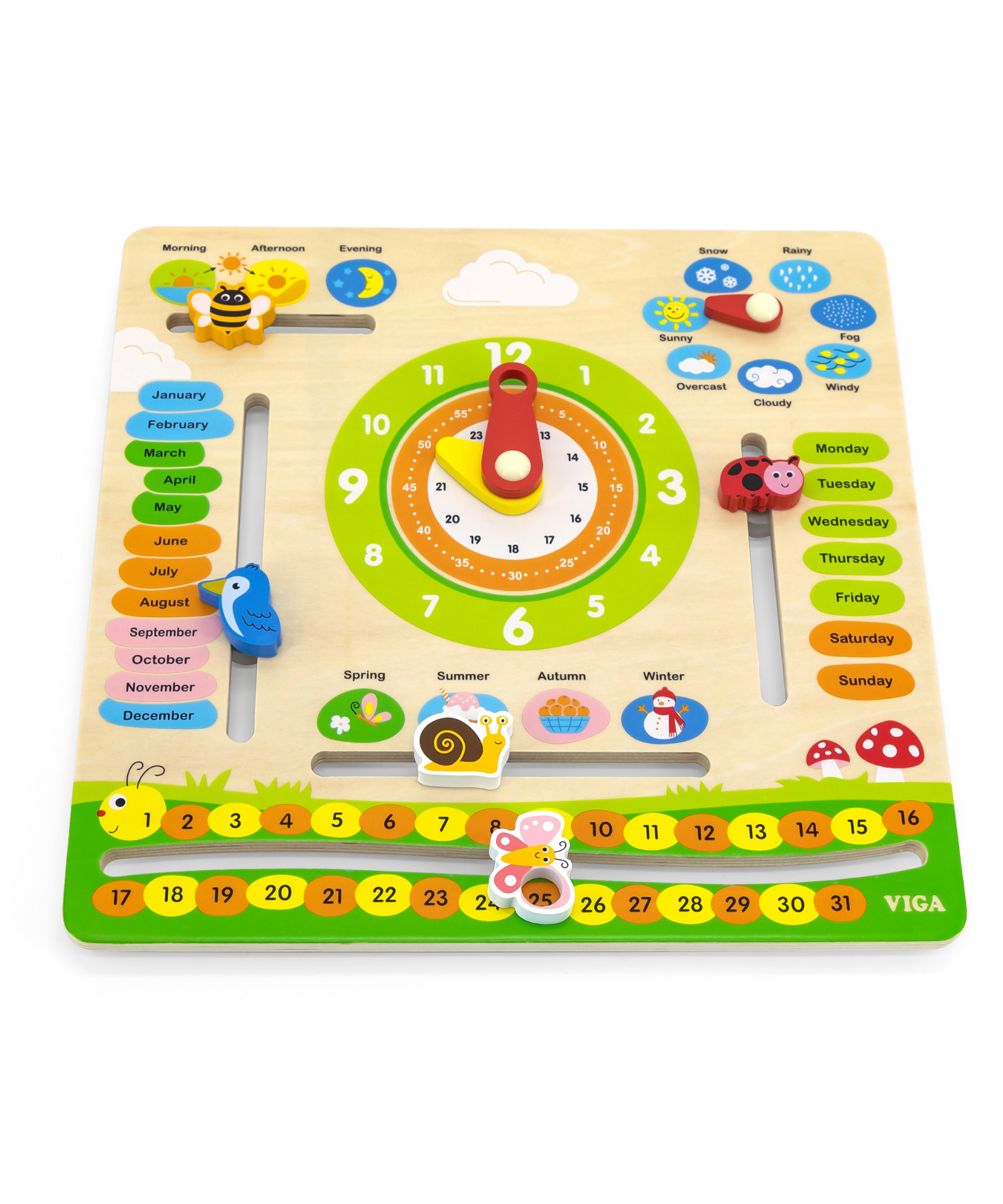 Viga Calendar Learning Board, Montessori Wooden Educational Toy, Interactive Date & Weather Activity Panel, Develops Logic & Daily Awareness, Non-Toxic & Eco-Friendly, for Boys & Girls 3Y+