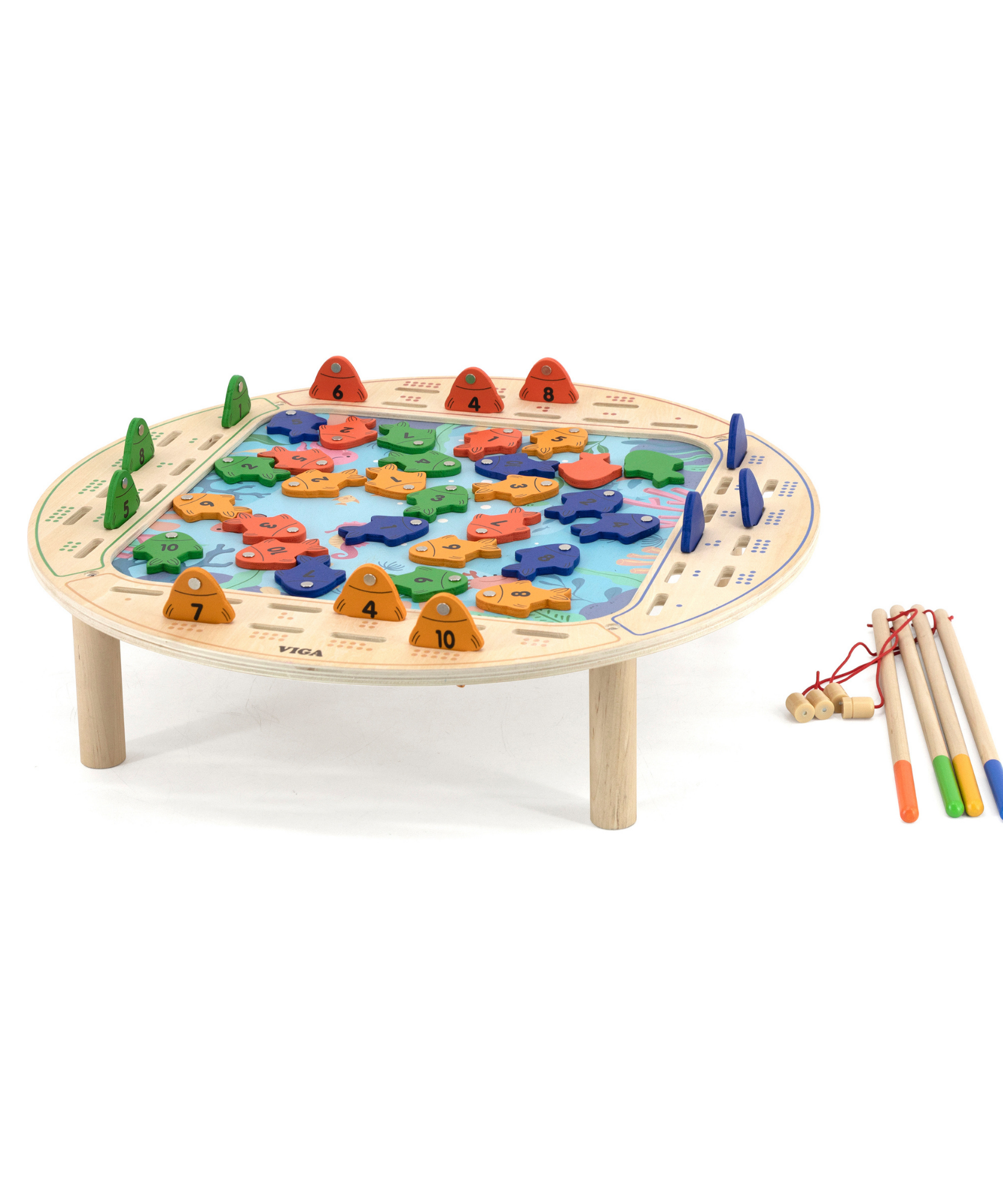 Viga Magnetic Wooden Fishing Game, Montessori Educational Toy, Develops Hand-Eye Coordination, Number Recognition & Motor Skills, Eco-Friendly & Non-Toxic, for Boys & Girls Ages 2+