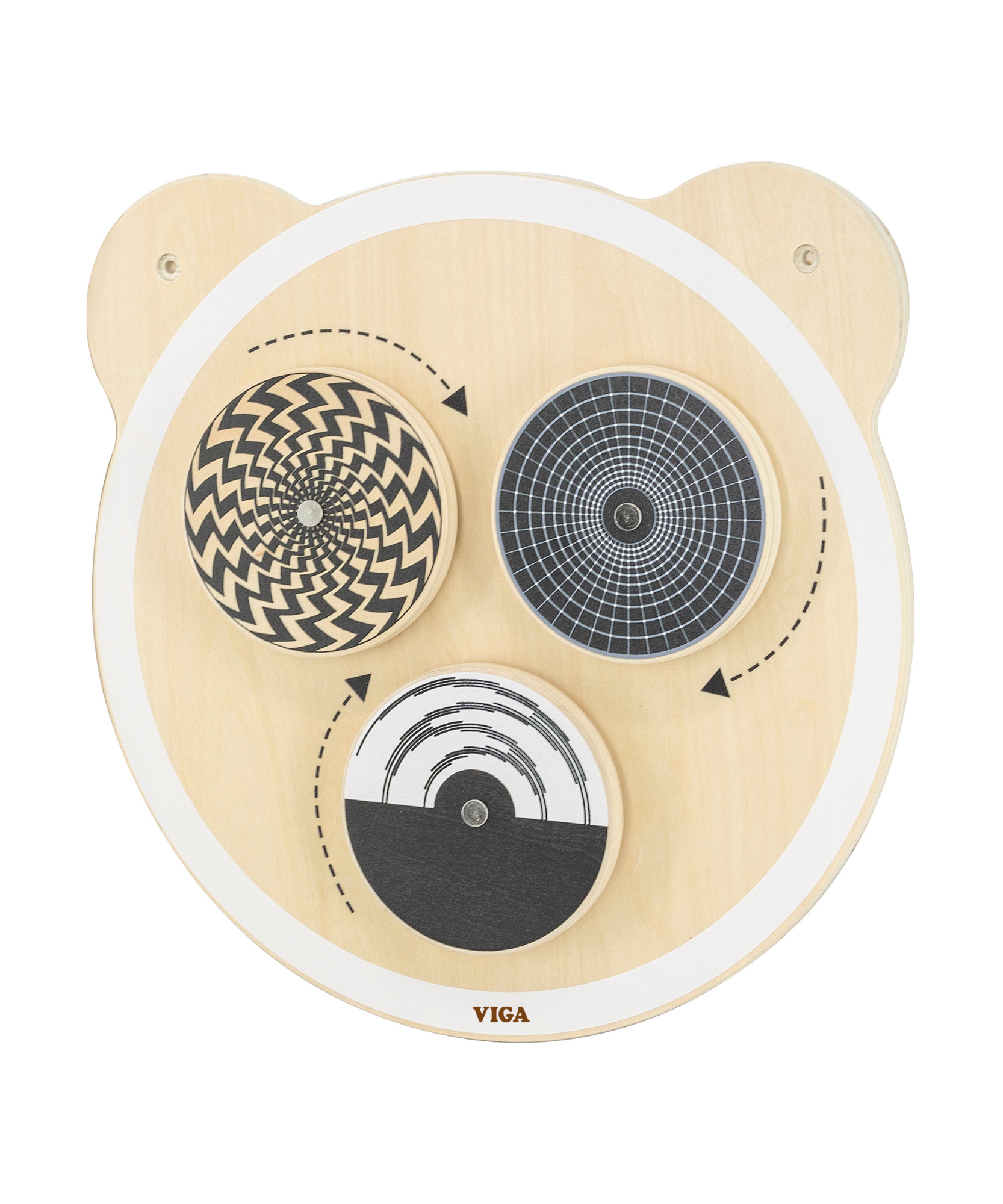 Viga Spinning Points Wall Toy, Montessori Wooden Bear Panel with Rotating Discs, Builds Color Recognition & Logic, Eco-Friendly & Non-Toxic Educational Toy, for Boys & Girls Ages 18M+