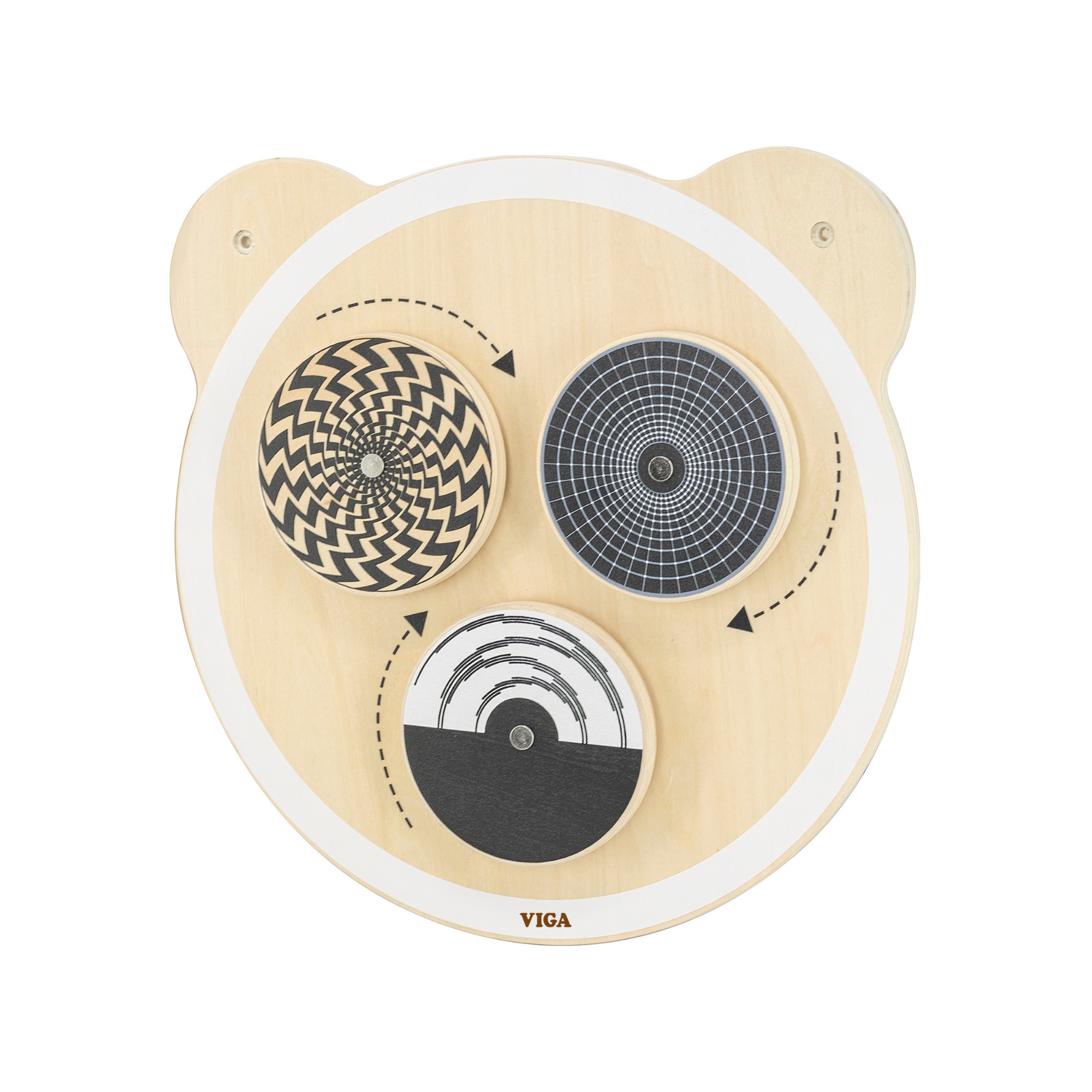 Viga Spinning Points Wall Toy, Montessori Wooden Bear Panel with Rotating Discs, Builds Color Recognition & Logic, Eco-Friendly & Non-Toxic Educational Toy, for Boys & Girls Ages 18M+
