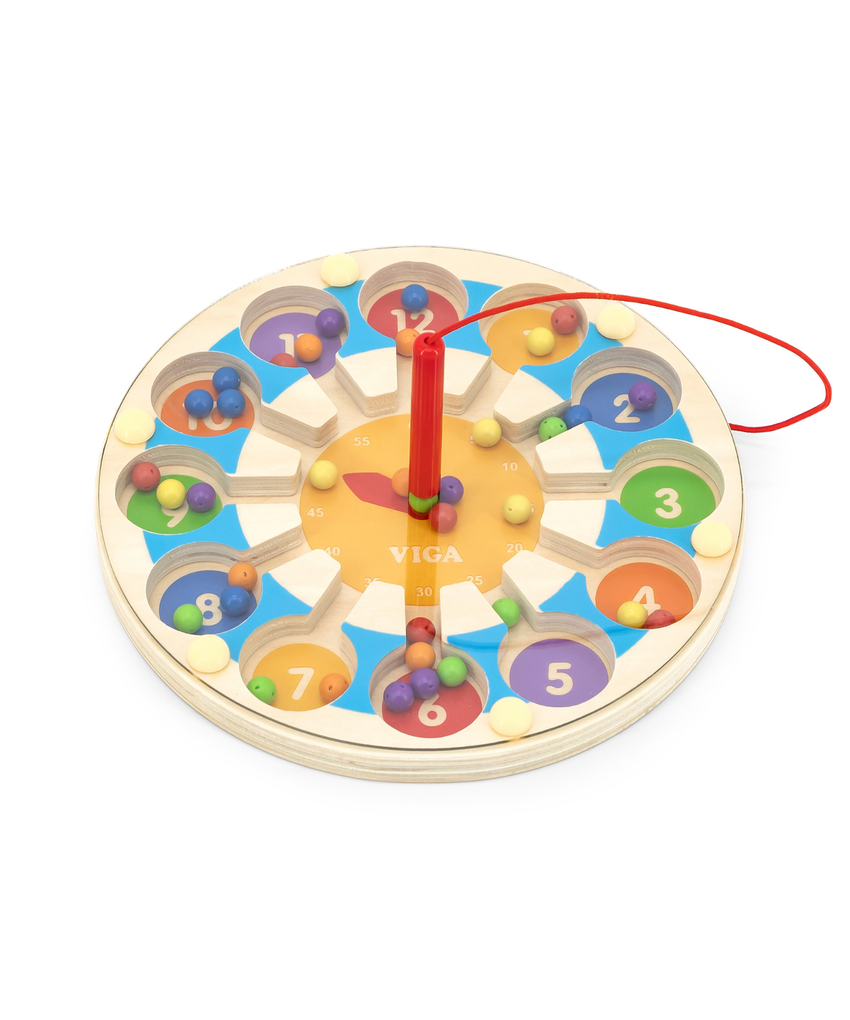 VIGA Wooden Magnetic Bead Trace Clock, Montessori Toddler Learning Toy, Develops Fine Motor Skills, Number Recognition & Early Math, Eco-Friendly & Non-Toxic, for Boys & Girls Ages 18M+
