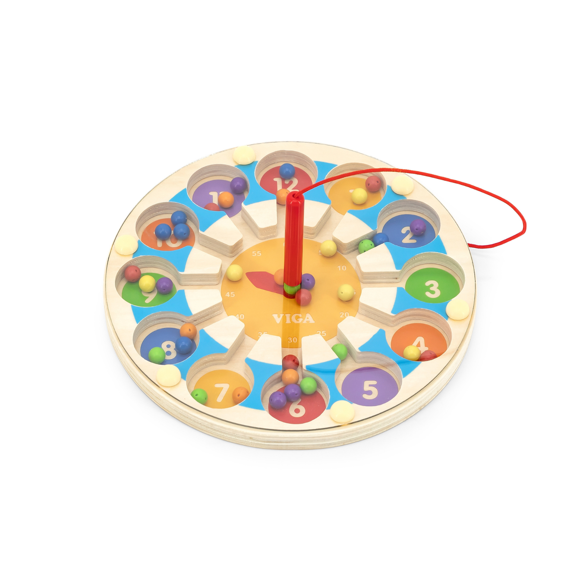 VIGA Wooden Magnetic Bead Trace Clock, Montessori Toddler Learning Toy, Develops Fine Motor Skills, Number Recognition & Early Math, Eco-Friendly & Non-Toxic, for Boys & Girls Ages 18M+