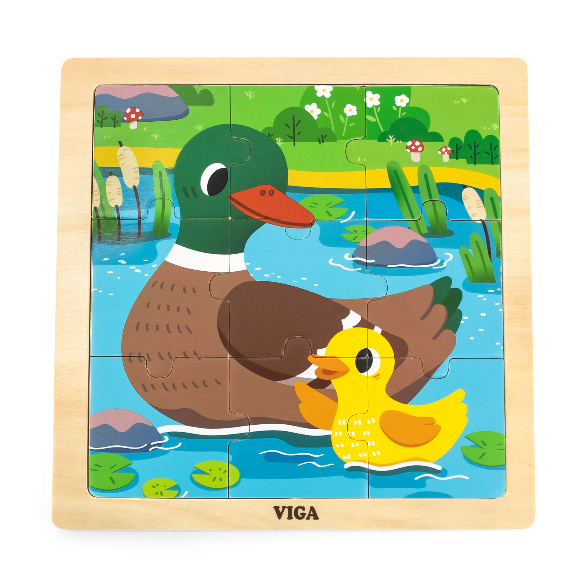 Viga Duck, 9 Piece Jigsaw Puzzle, Montessori Wooden Toy, Develops Sensory, Cognitive & Fine Motor Skills, Non-Toxic & Eco-friendly Kids Educational Toy, Suitable for Boys and Girls Aged 18M+