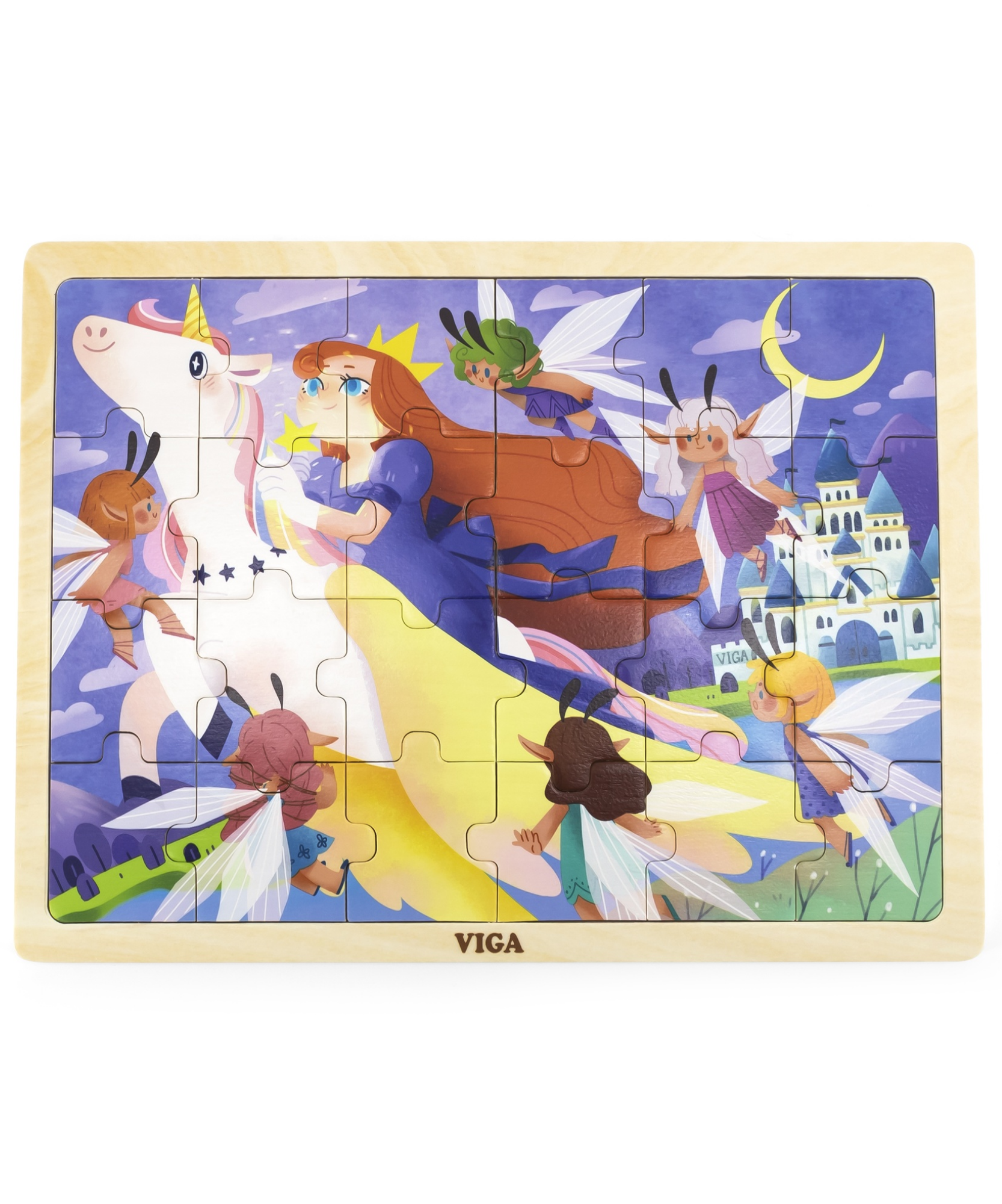 Viga Fairy Tale, 24 Piece Jigsaw Puzzle, Montessori Wooden Toy, Develops Sensory, Cognitive & Fine Motor Skills, Non-Toxic & Eco-friendly Kids Educational Toy, Suitable for Boys and Girls Aged 2Y+