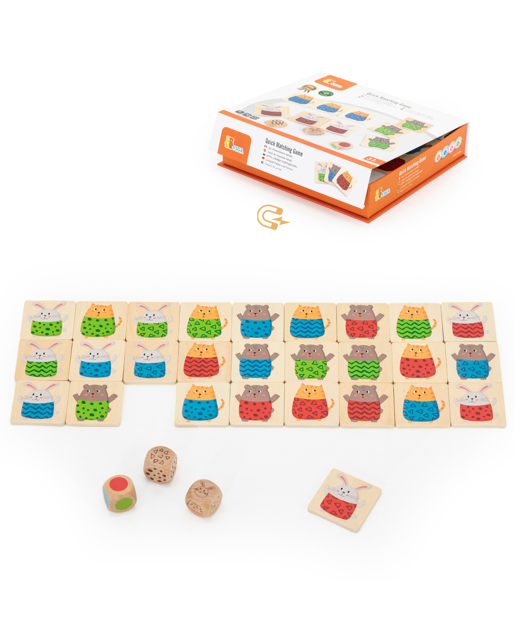 Viga Quick Response Game, Montessori Wooden Visual Speed & Pattern Recognition Toy, Develops Hand-Eye Coordination & Focus, Eco-Friendly & Non-Toxic Educational Toy, for Kids Ages 3+
