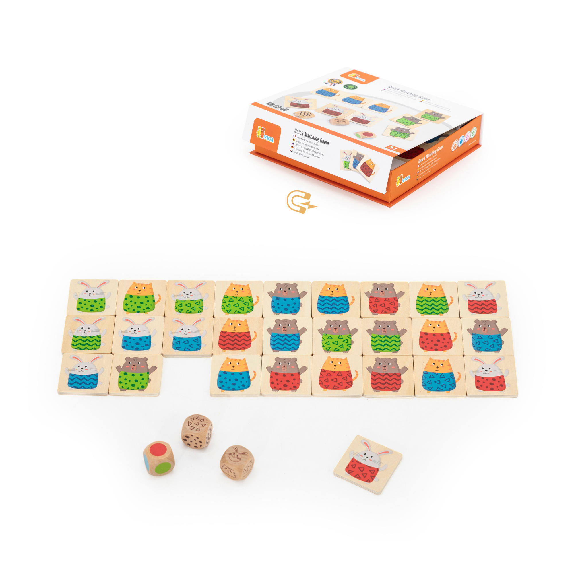Viga Quick Response Game, Montessori Wooden Visual Speed & Pattern Recognition Toy, Develops Hand-Eye Coordination & Focus, Eco-Friendly & Non-Toxic Educational Toy, for Kids Ages 3+