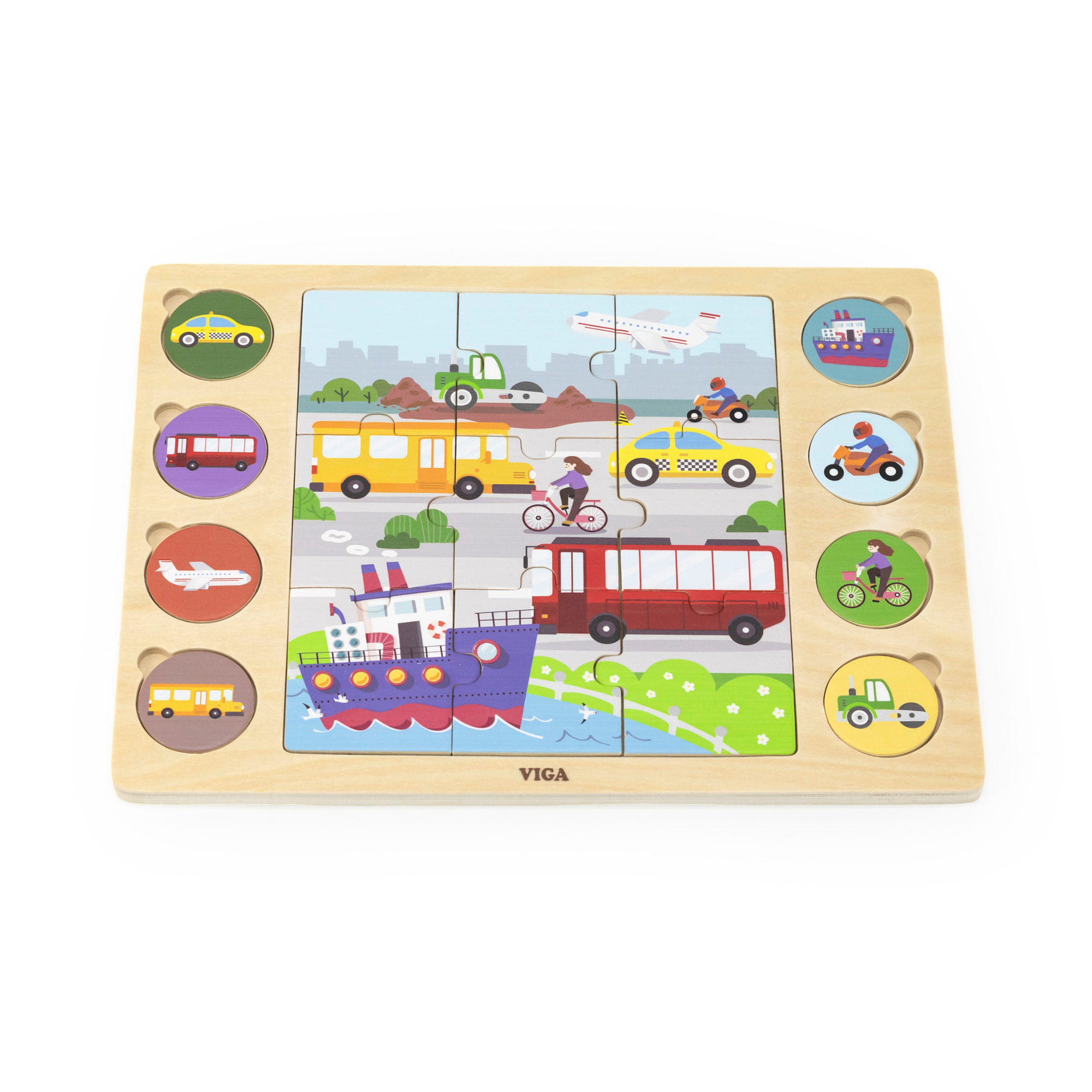 Viga Modes of Transportation, 17 Piece Jigsaw Puzzle, Montessori Wooden Toy, Develops Sensory, Cognitive & Fine Motor Skills, Non-Toxic & Eco-friendly Kids Educational Toy, Suitable for Children 18M+