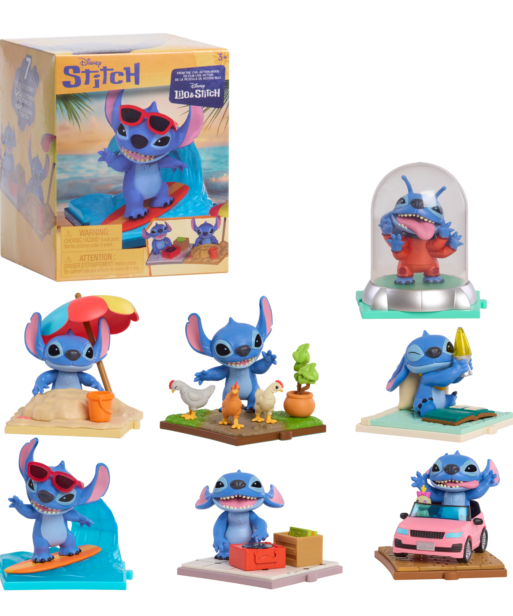 Disney Lilo & Stitch 3" Inch (7.5 cm) Live-Action Movie Collectible Blind Box Figures, Officially Licensed Kids Toys by Just Play, Suitable for Children, Boys and Girls, Aged 3 Years+