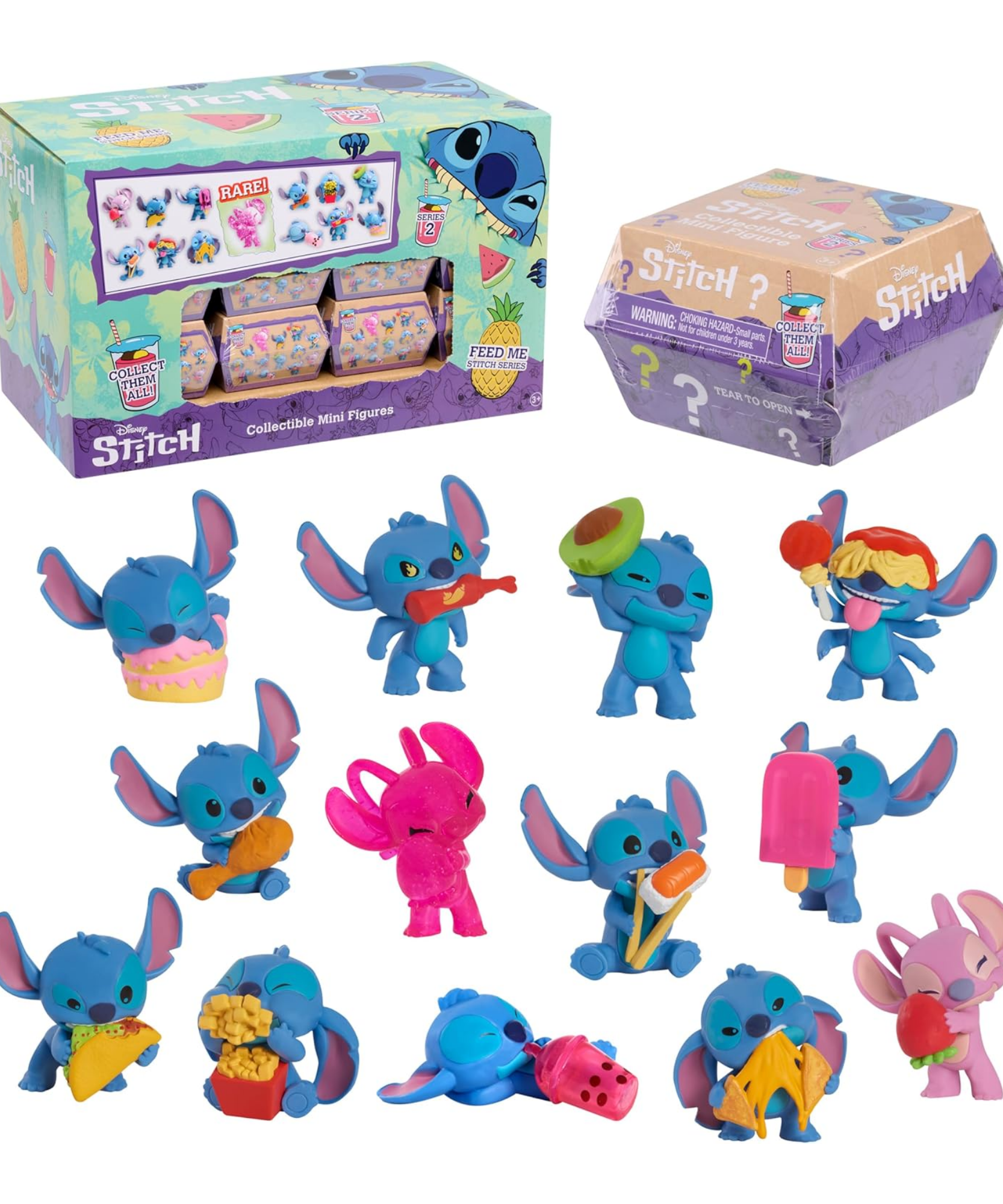 Disney Lilo & Stitch Feed Me Series, 2" Inch (5 cm) 1 Piece Mystery Collectible Stitch Figure, Officially Licensed Kids Toys By Just Play, 13 to Collect, for Children, Boys and Girls, Aged 3 Years+