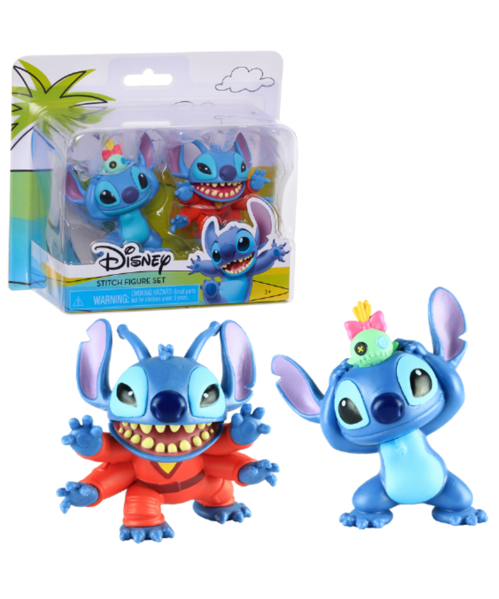 Disney Lilo & Stitch 2.75" Inch (7 cm) 2 Piece Collectible Stitch Figure Set, Officially Licensed Kids Toys by Just Play, Style 2, Suitable for Children, Boys and Girls, Aged 3 Years+