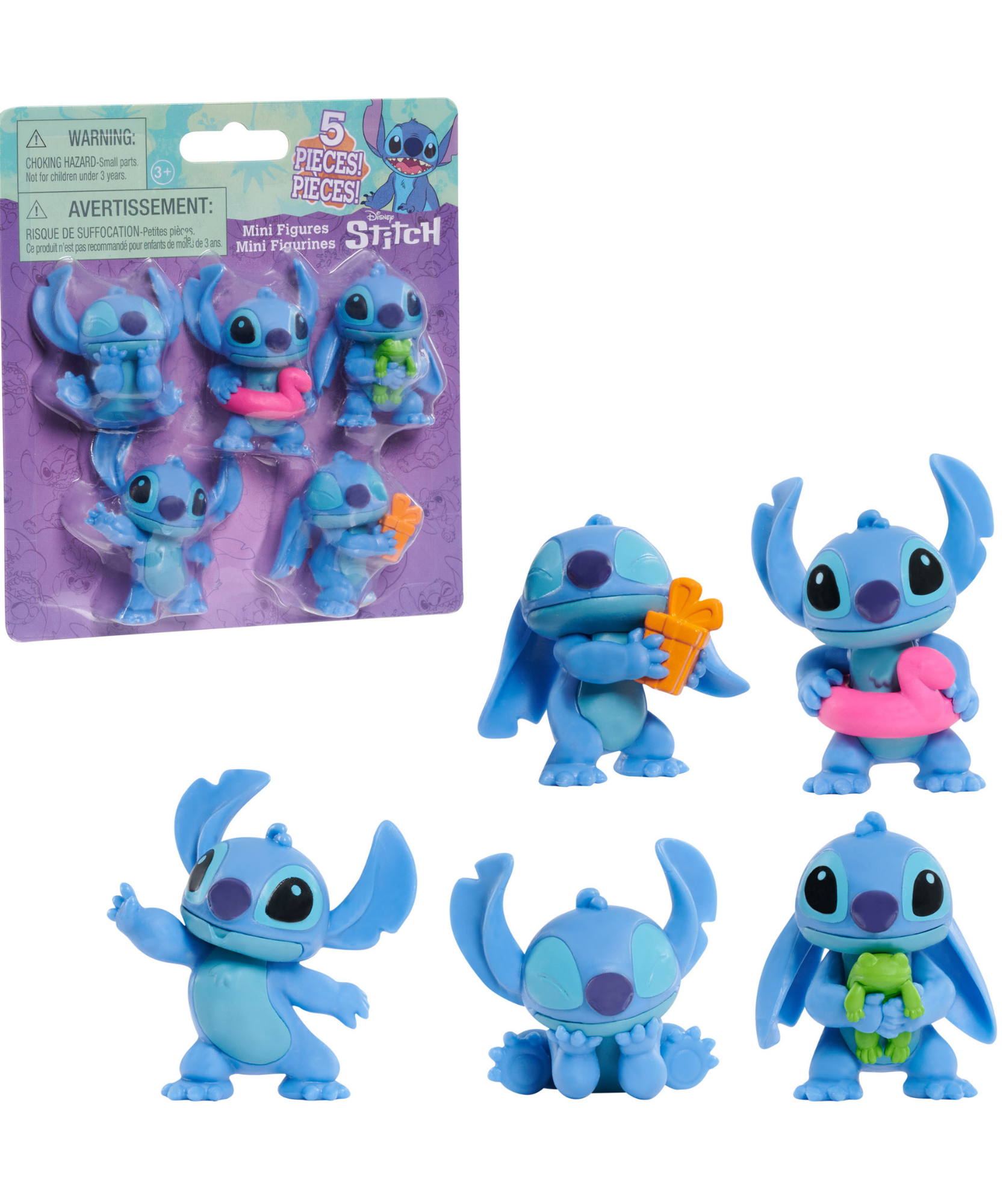 Disney Lilo & Stitch 2.25" Inch (6 cm) 5 Piece Collectible Stitch Figure Set, Officially Licensed Kids Toys by Just Play, Style 2, Suitable for Children, Boys and Girls, Aged 3 Years+